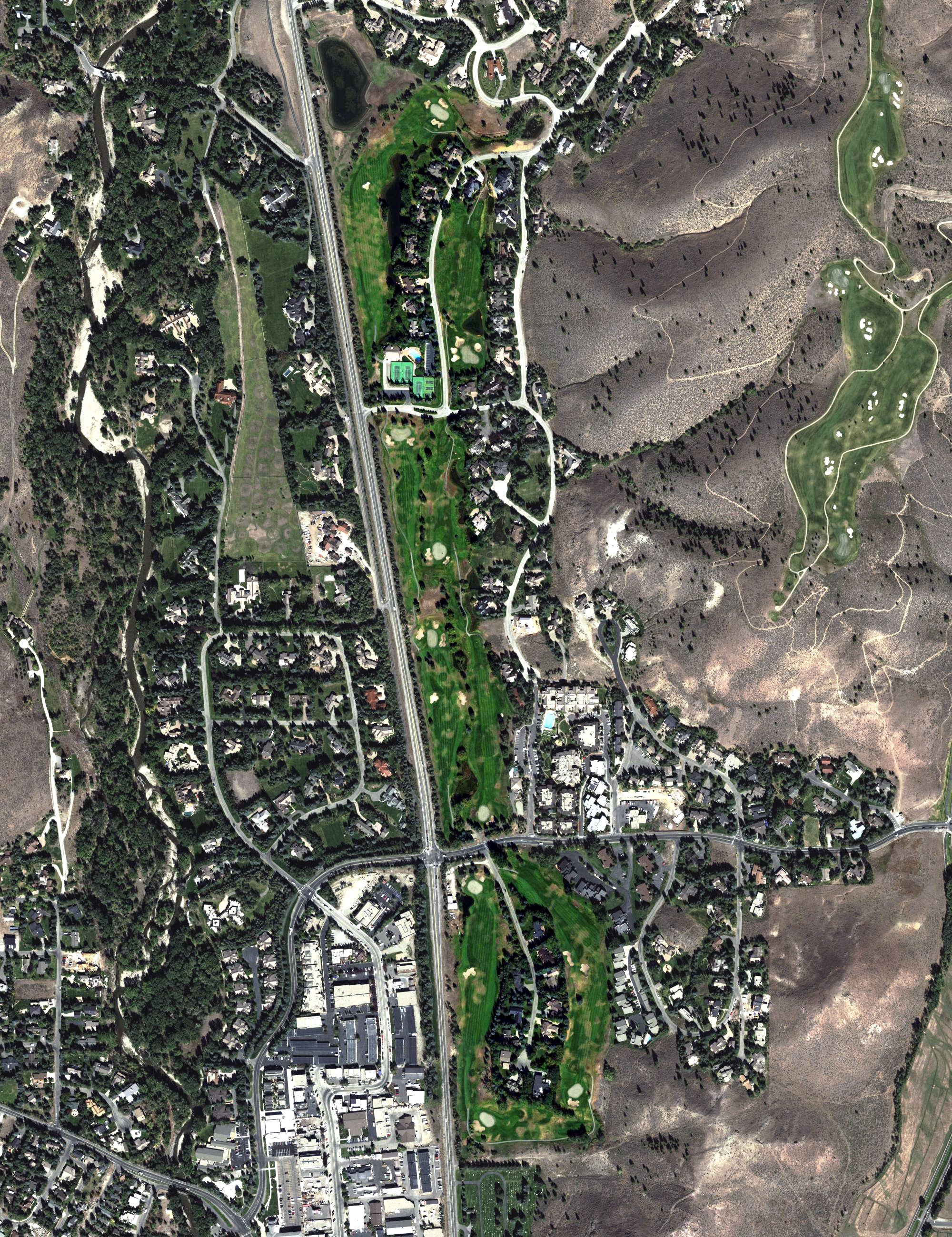 Aerial view of Bigwood Golf Course, ID
