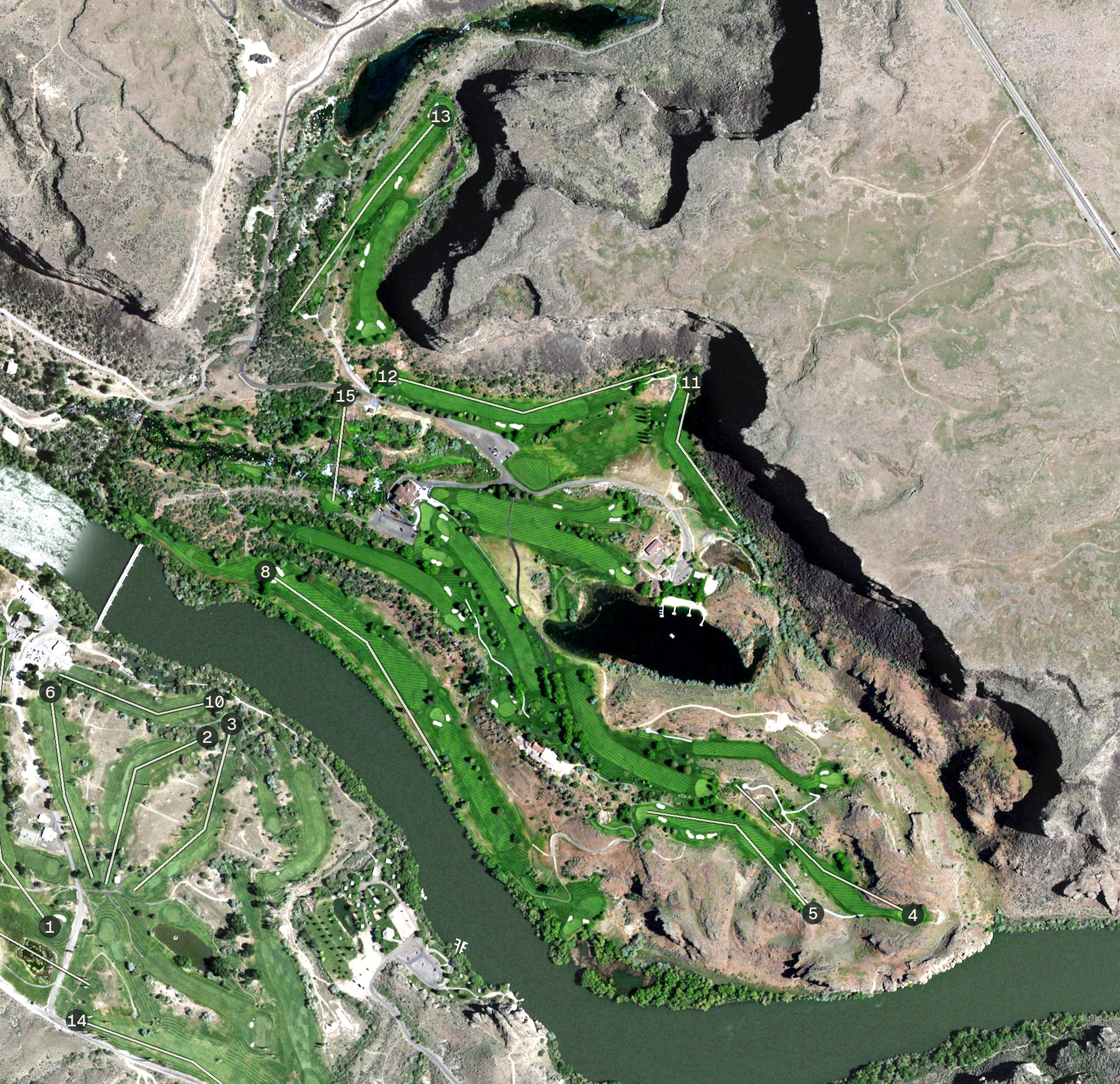 Aerial view of Blue Lakes Country Club, ID