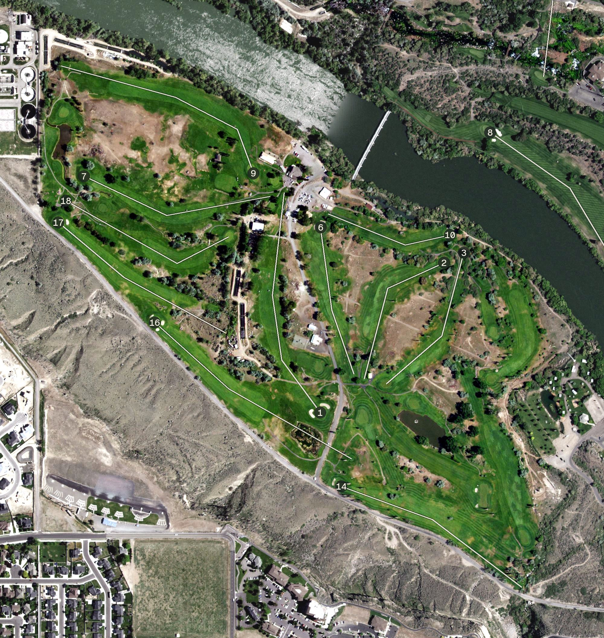 Aerial view of Canyon Springs Golf Course, ID