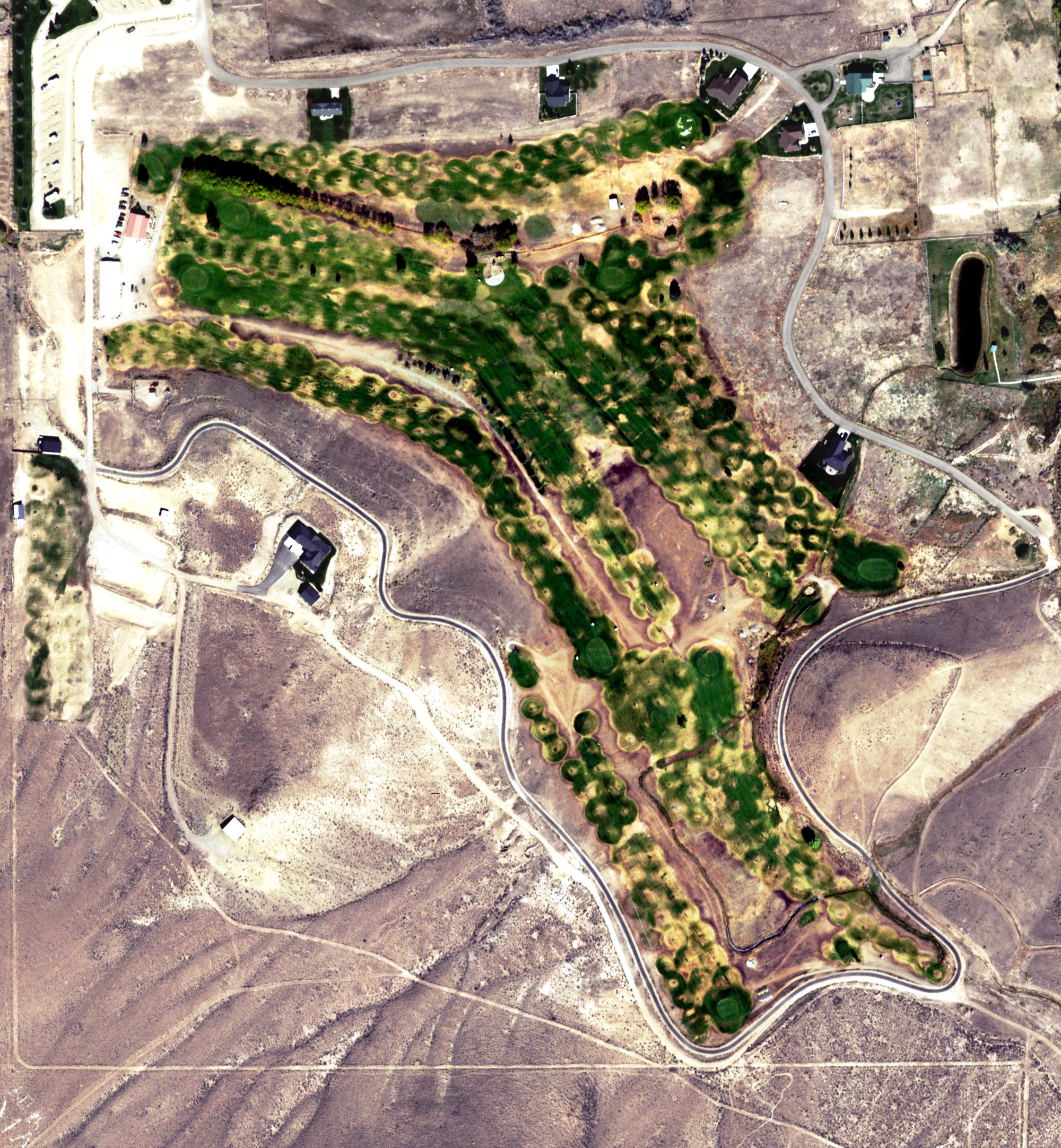 Aerial view of Challis Golf Course, ID