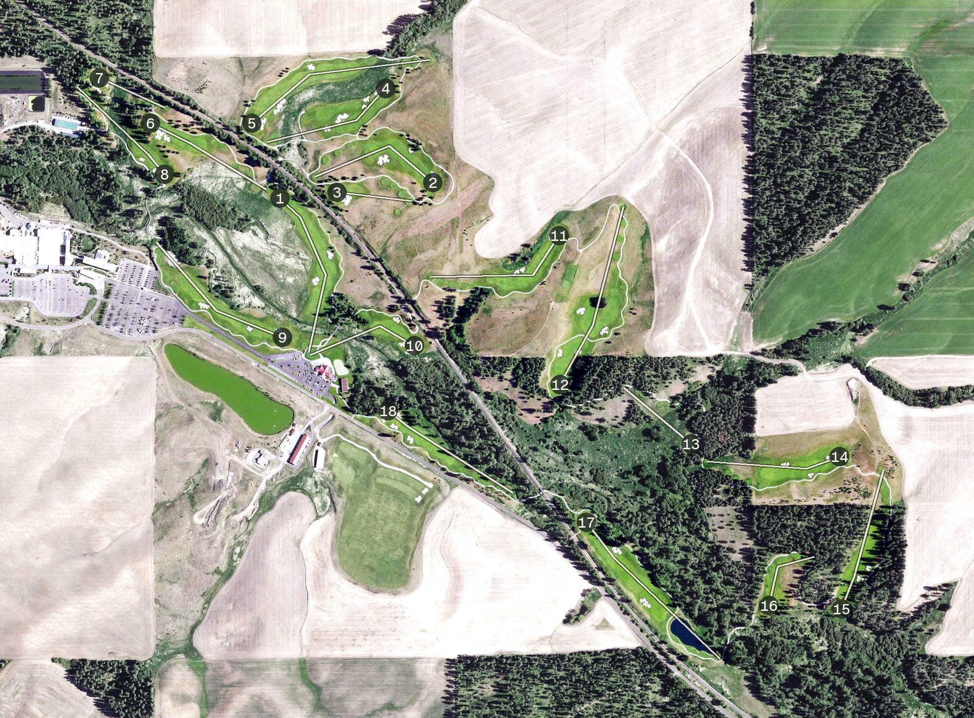 Aerial view of Circling Raven Golf Course, ID