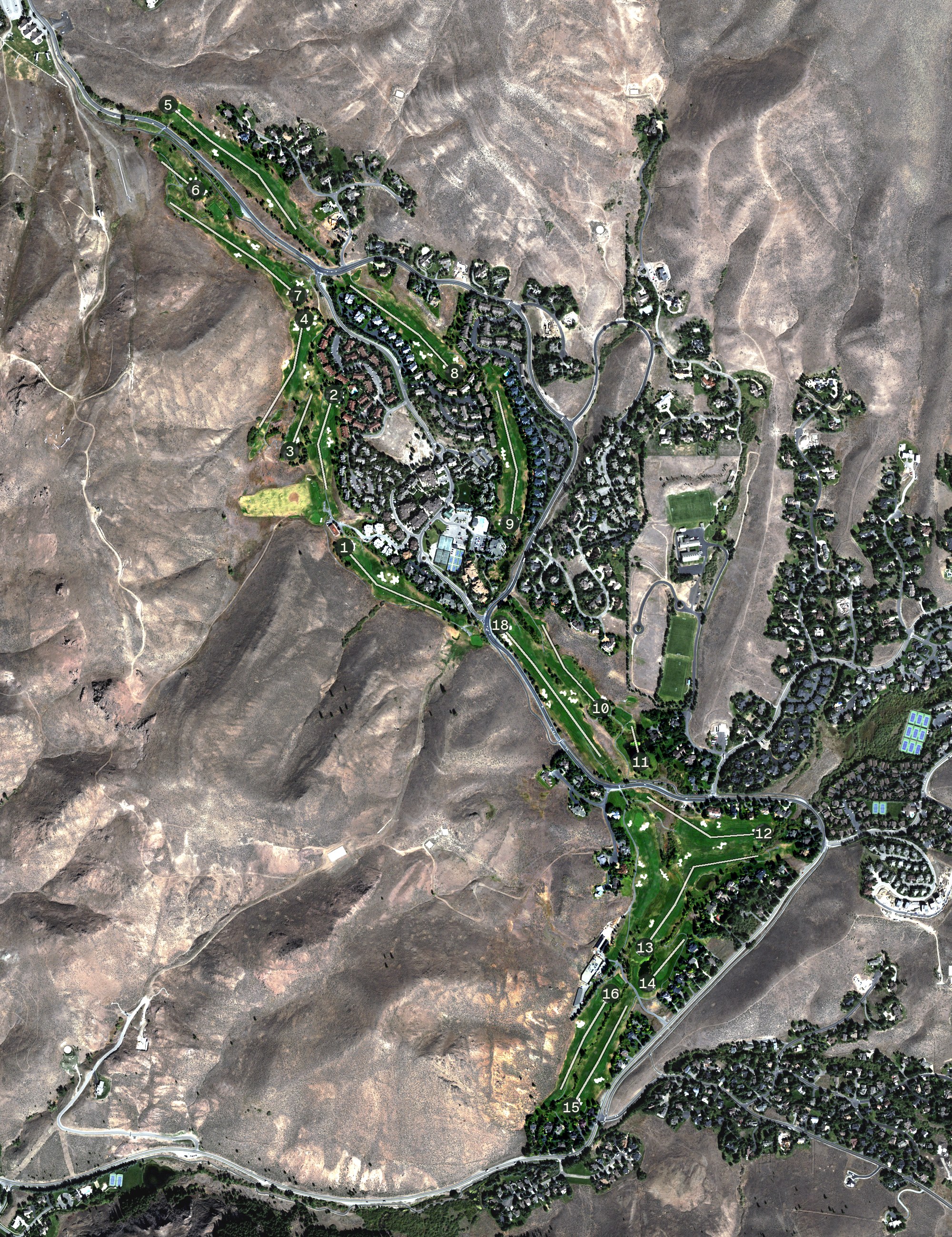 Aerial view of Elkhorn Golf Course, ID
