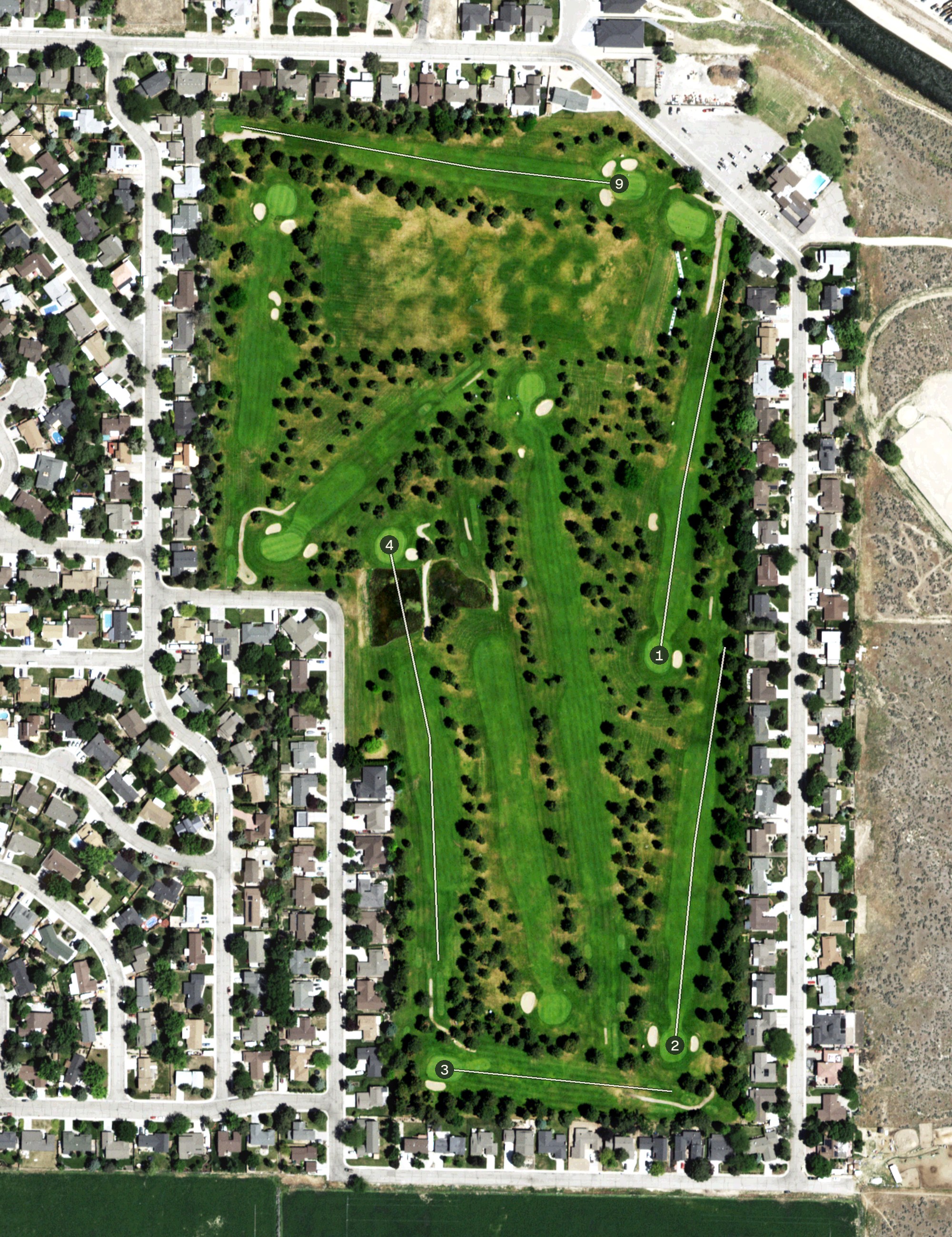 Aerial view of Indian Lakes Golf Club, ID