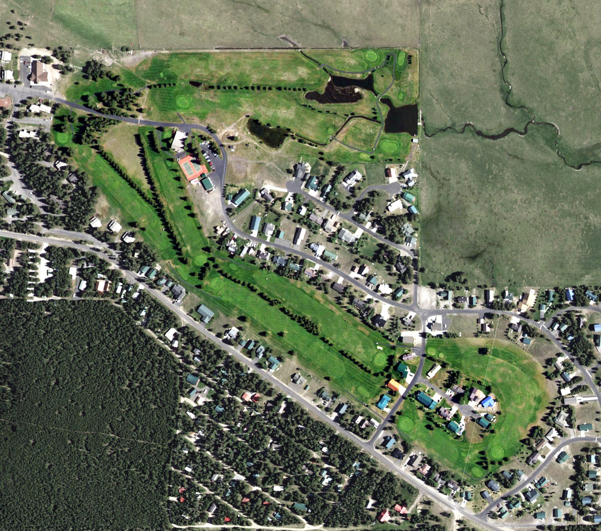 Aerial view of Island Park Golf Course, ID