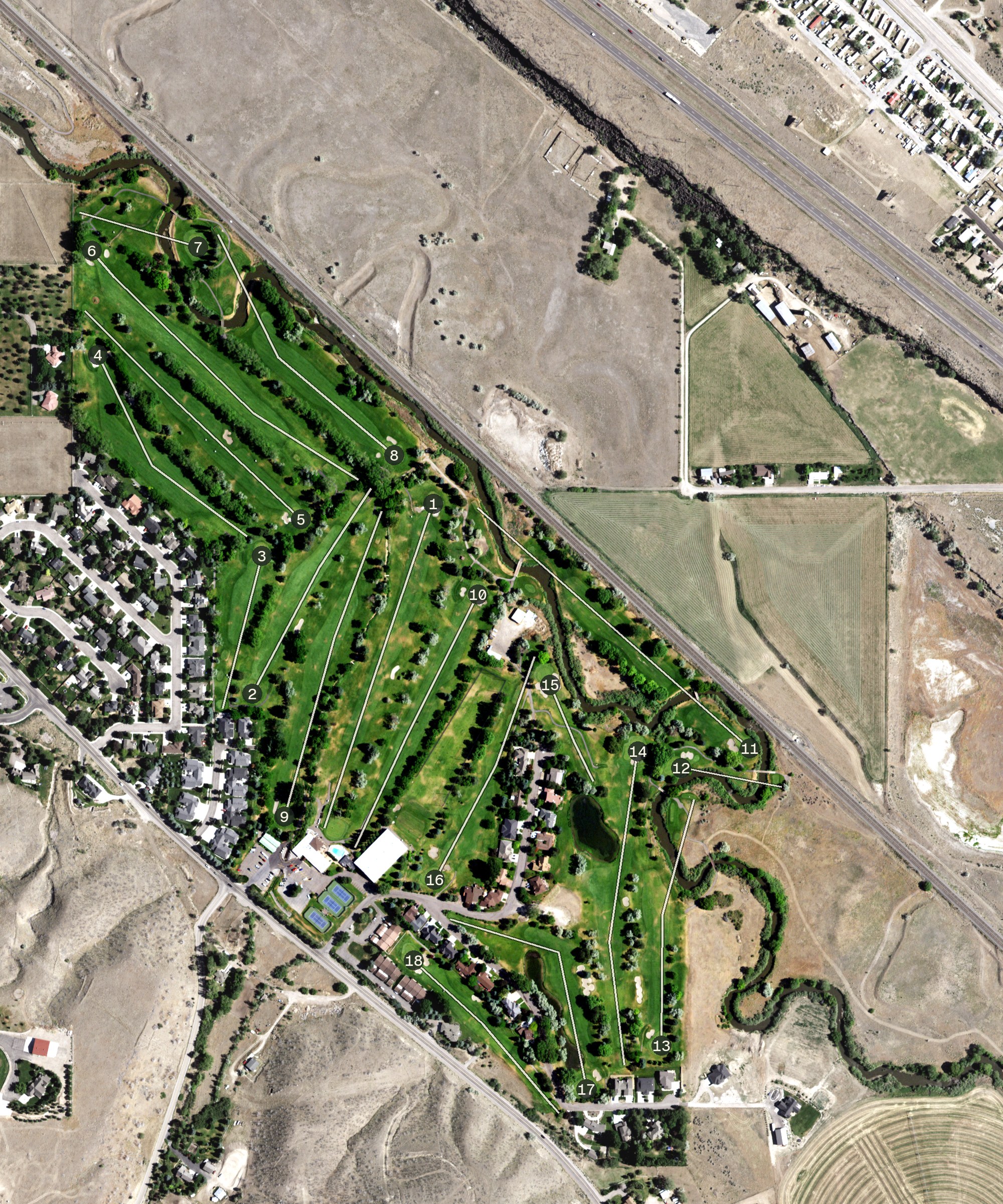 Aerial view of Juniper Hills Country Club, ID