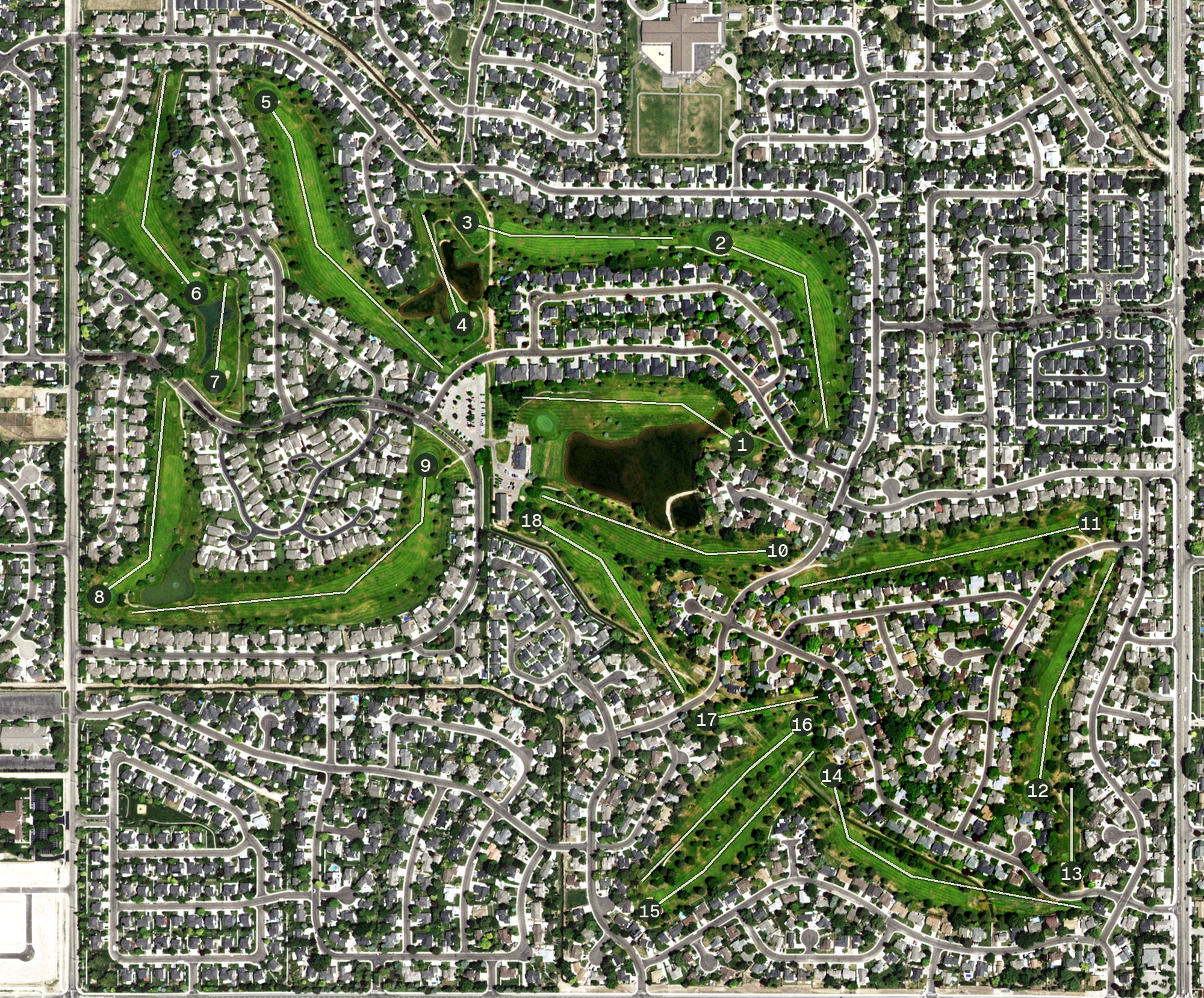 Aerial view of Lakeview Golf Course, ID