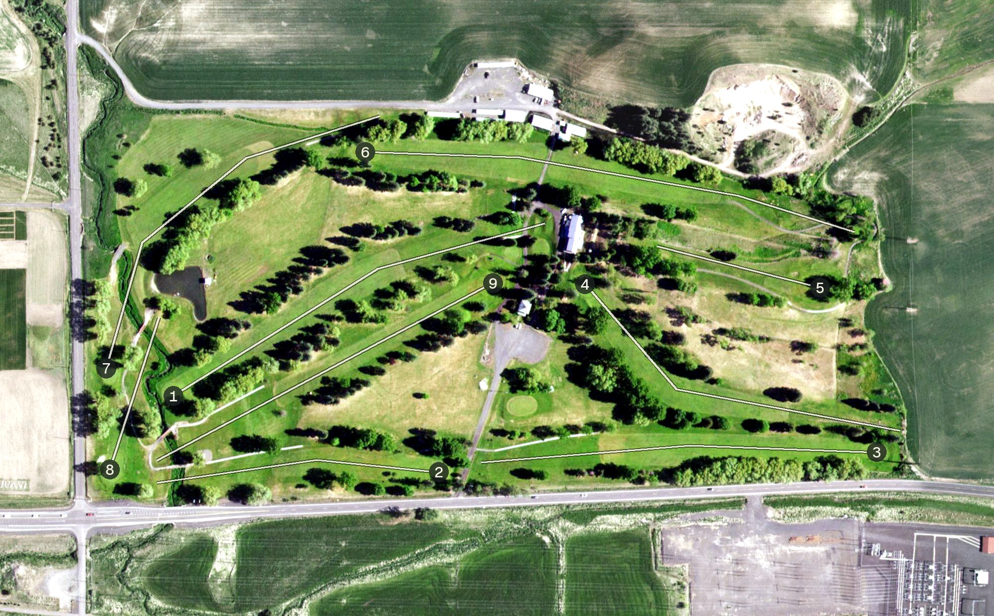 Aerial view of Moscow Elks Lodge Golf Club, ID