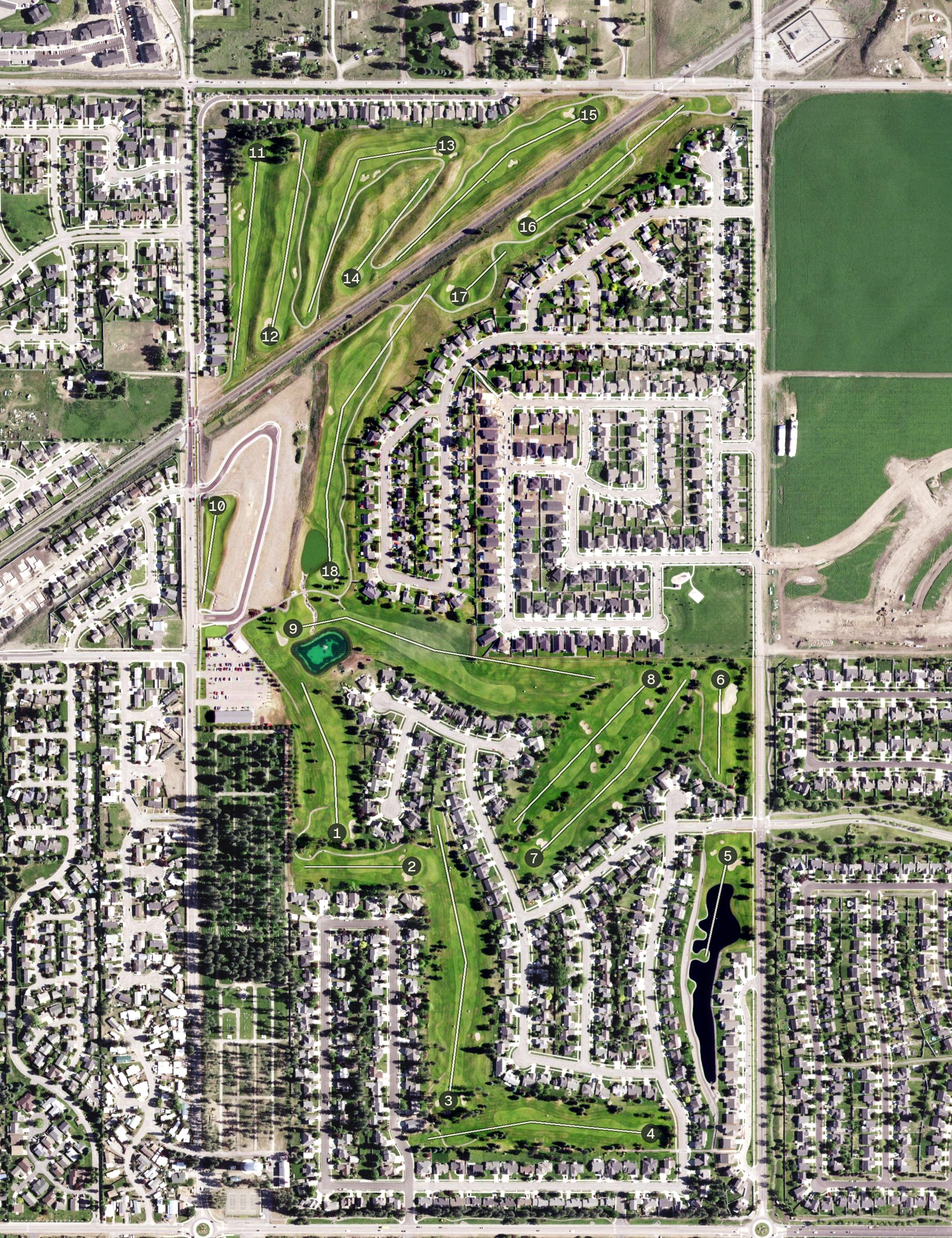Aerial view of Prairie Falls Golf Course, ID