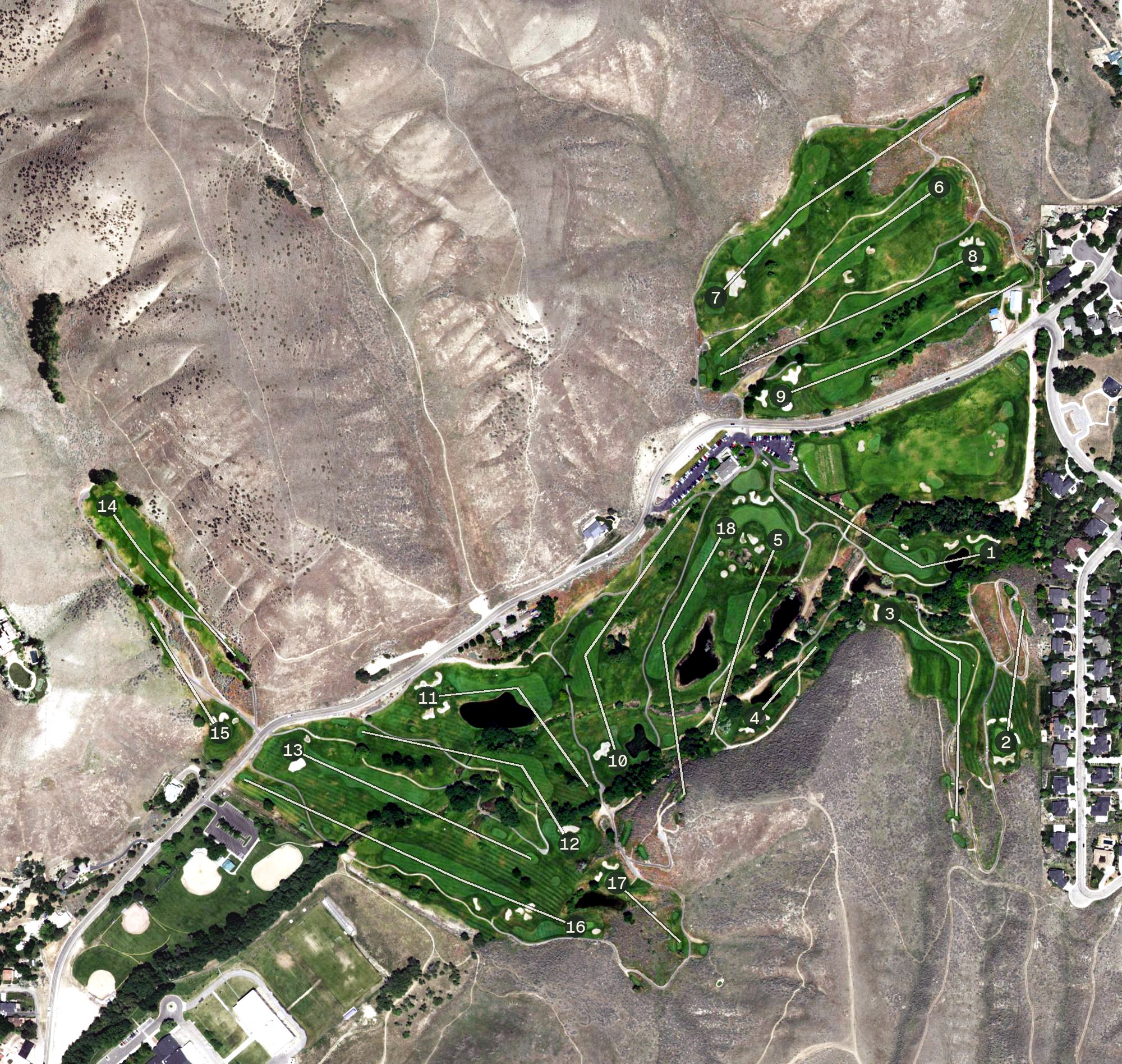 Aerial view of Quail Hollow Golf Course, ID