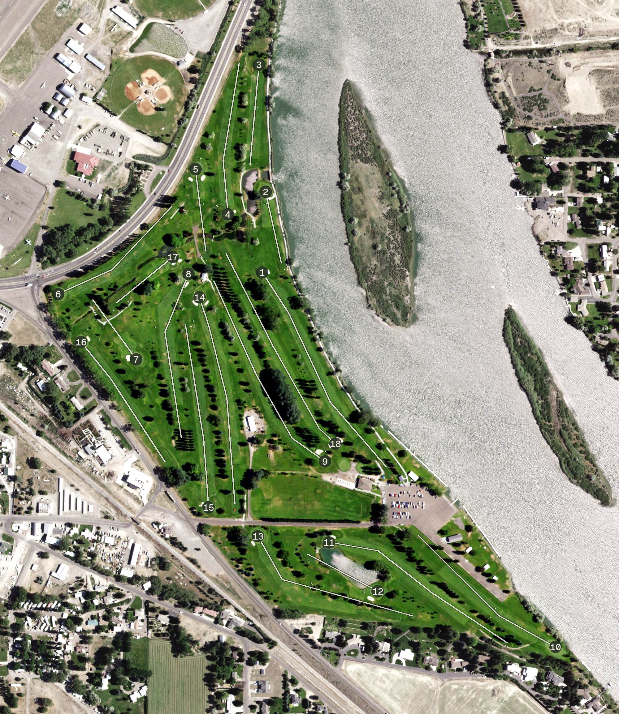 Aerial view of River's Edge Golf Club At Burley, ID