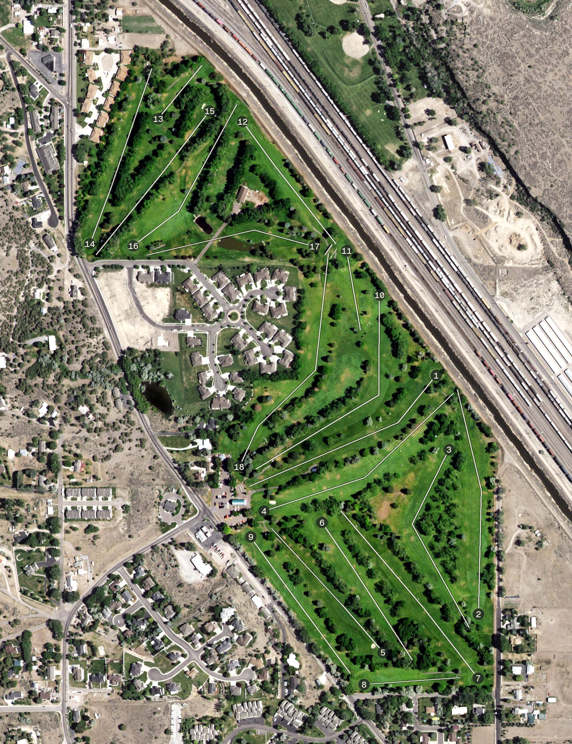 Aerial view of Riverside Golf Course, ID