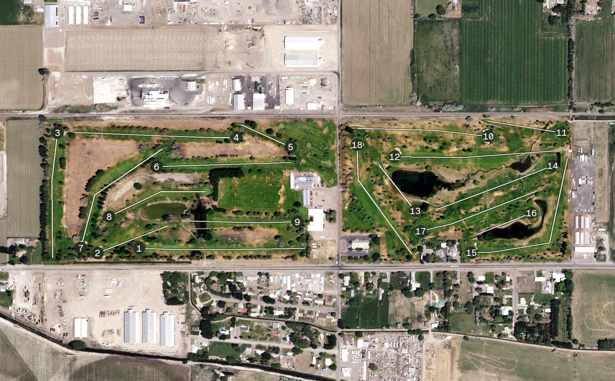 Aerial view of Rupert Country Club, ID