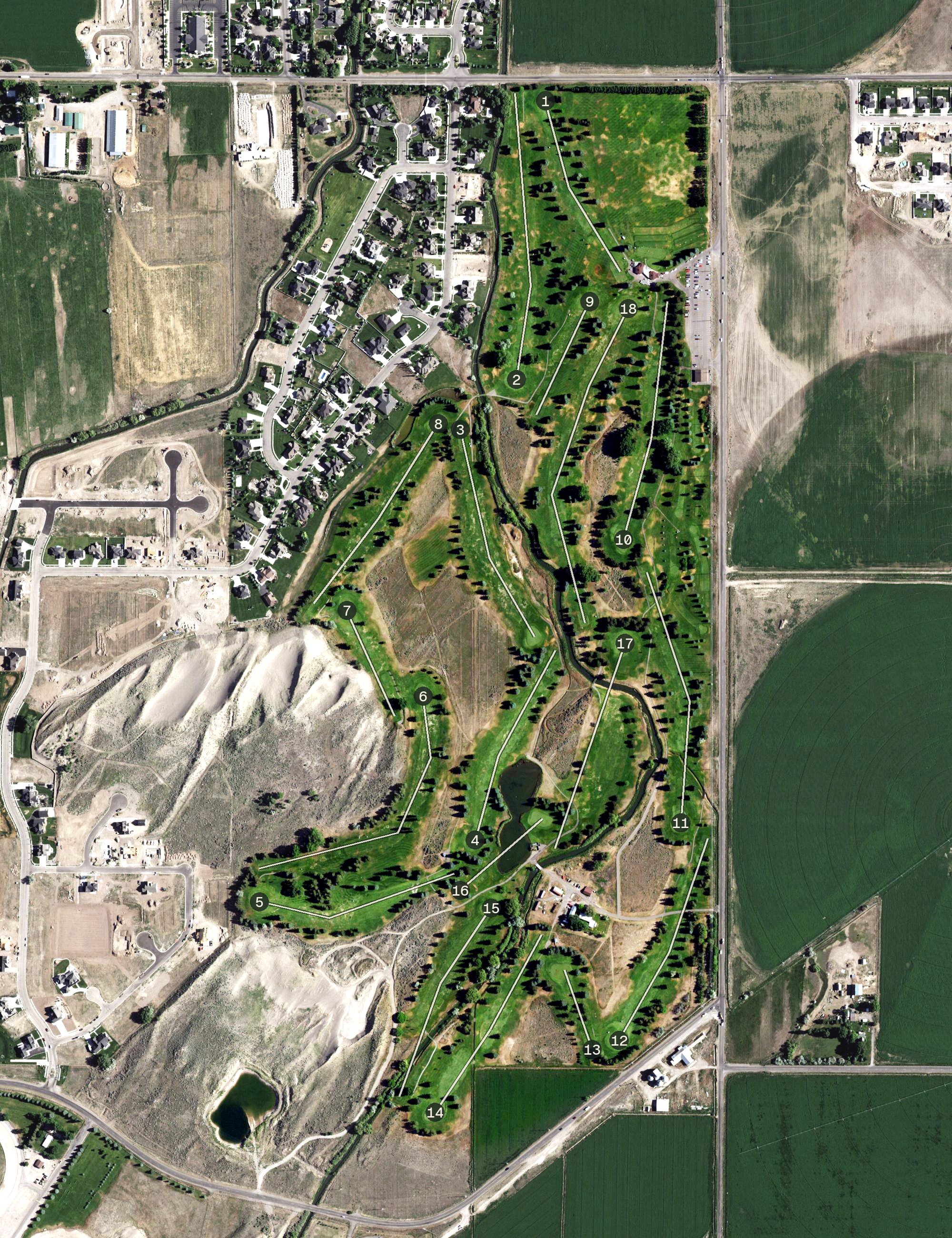 Aerial view of Sand Creek Golf Course, ID