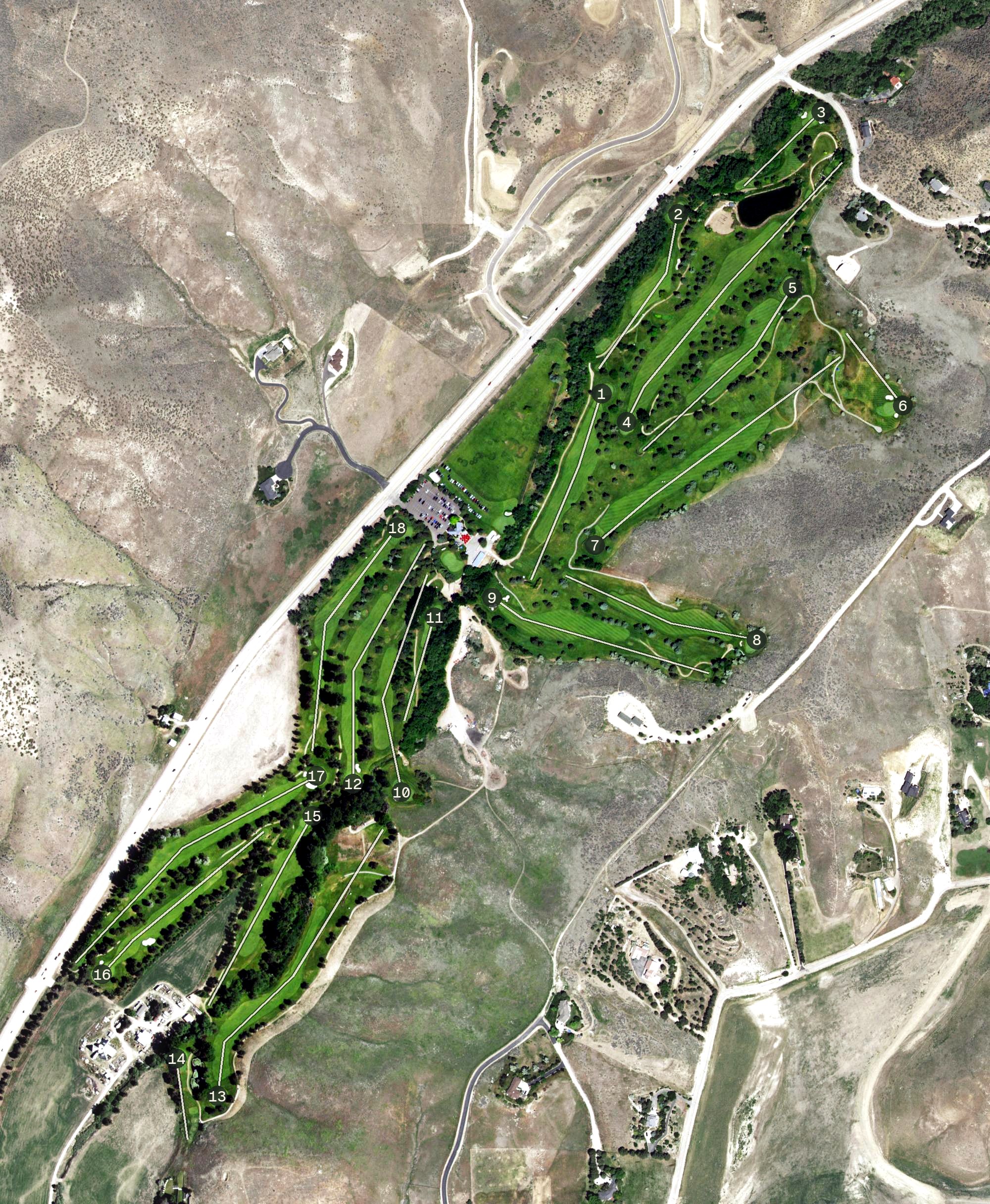 Aerial view of Shadow Valley Golf Course, ID