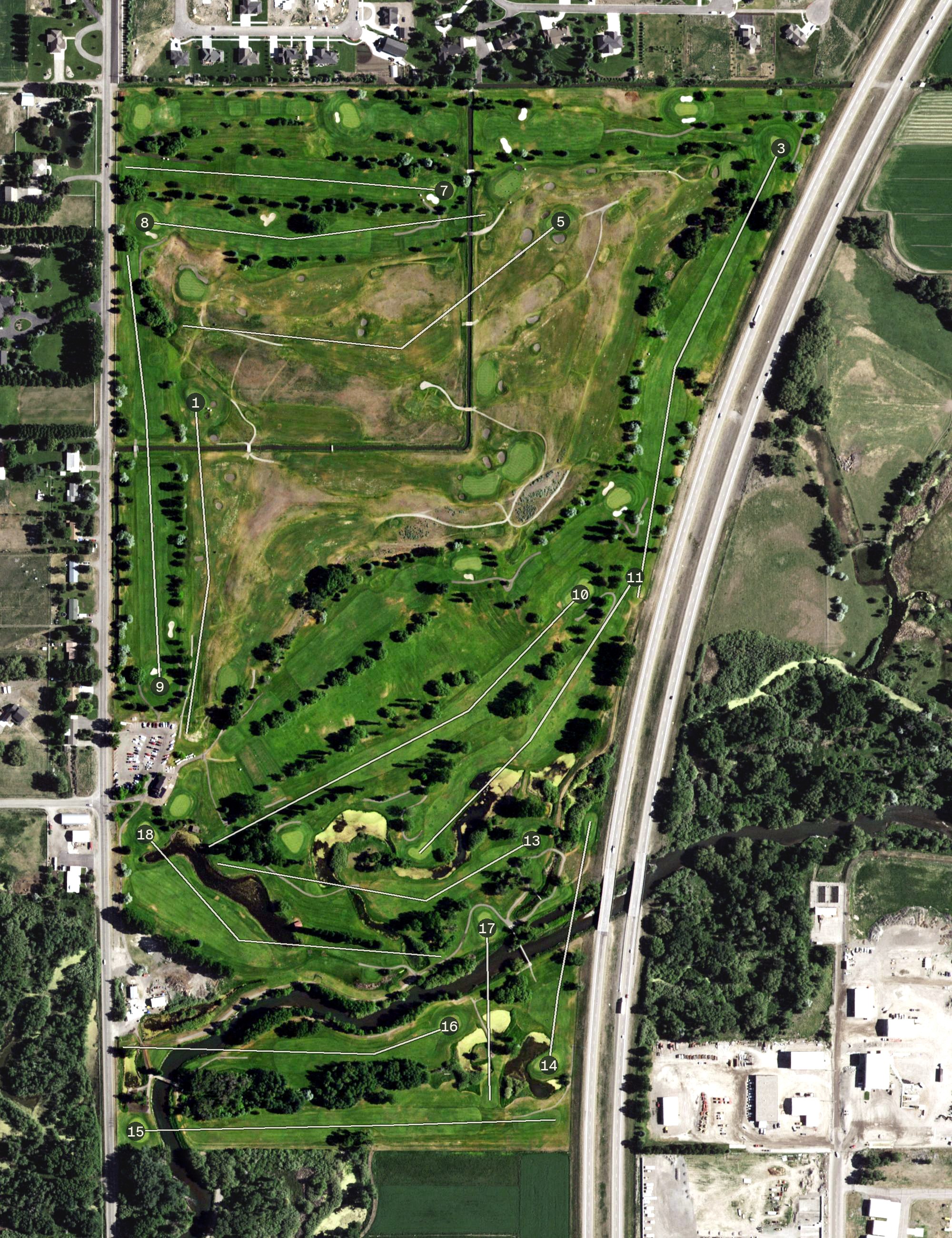 Aerial view of Teton Lakes Golf Course, ID