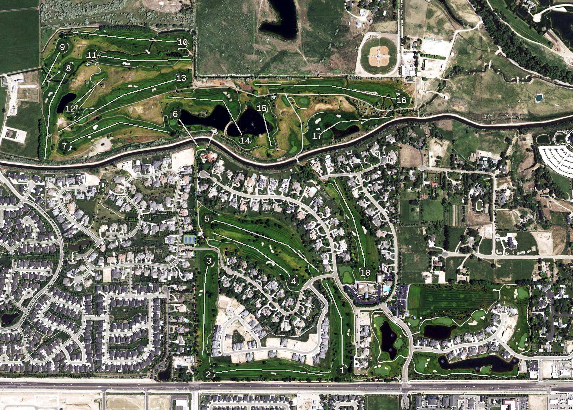 Aerial view of The Club at SpurWing Golf Course, ID