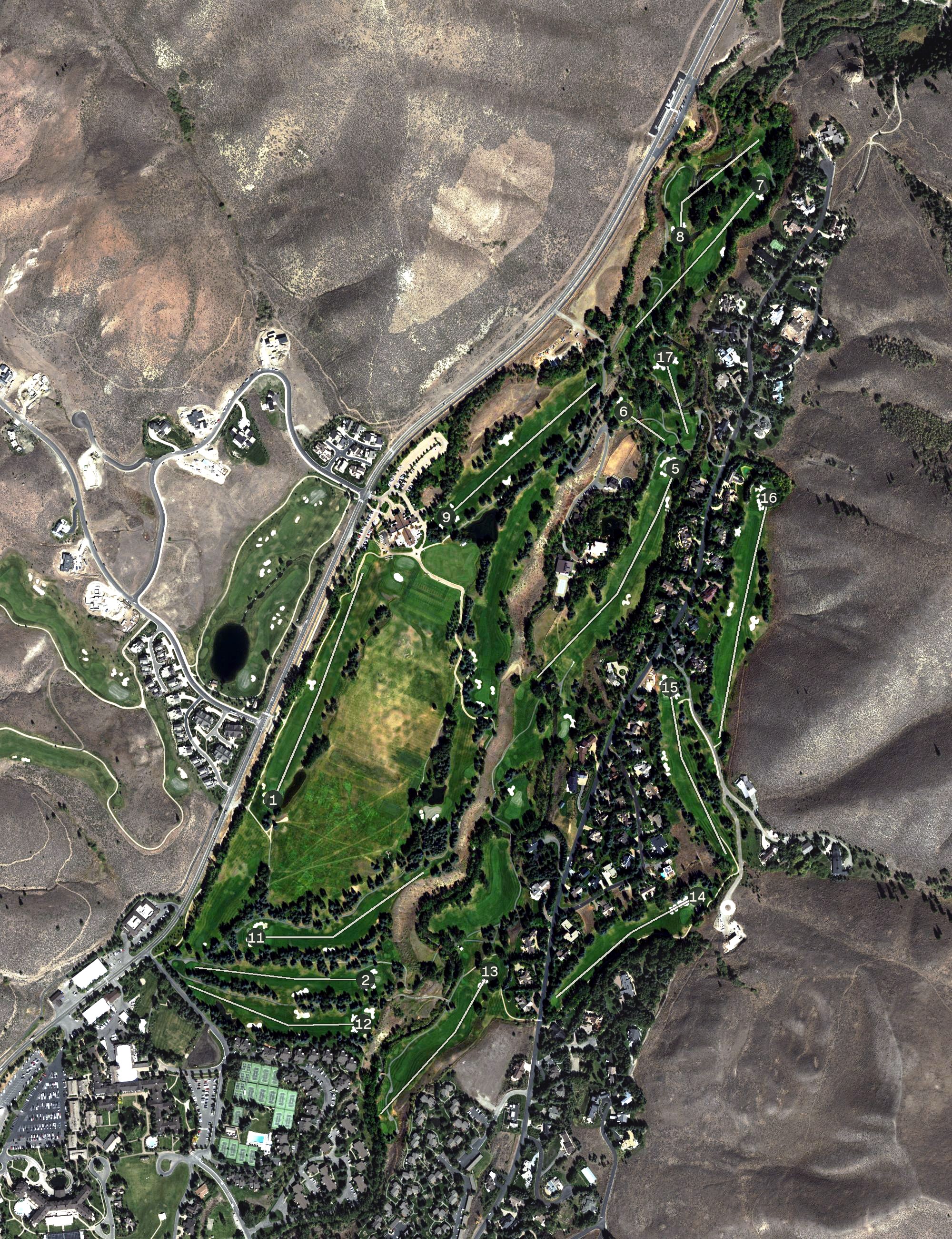 Aerial view of Trail Creek Golf Course, ID