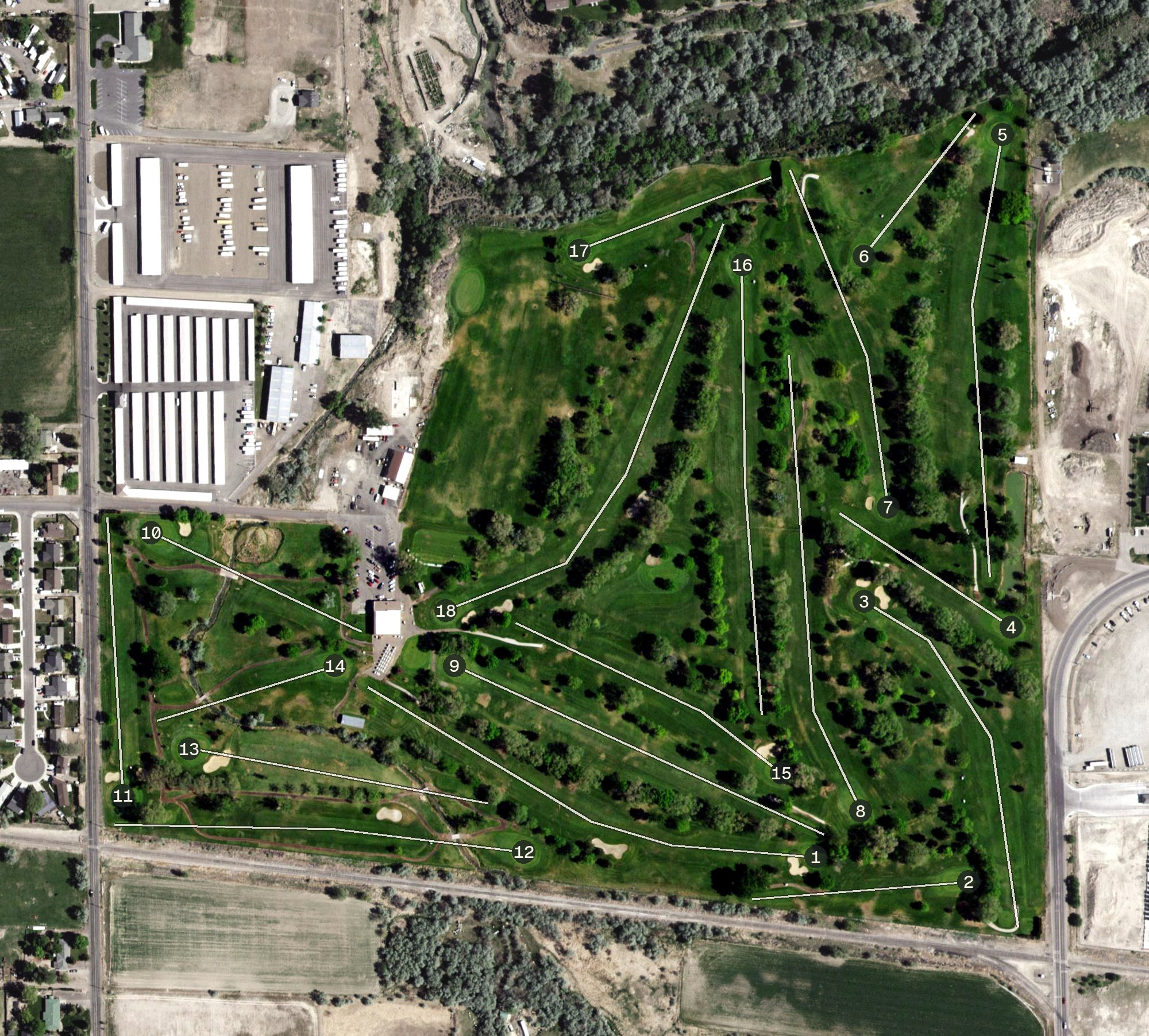 Aerial view of Twin Falls Golf Club, ID