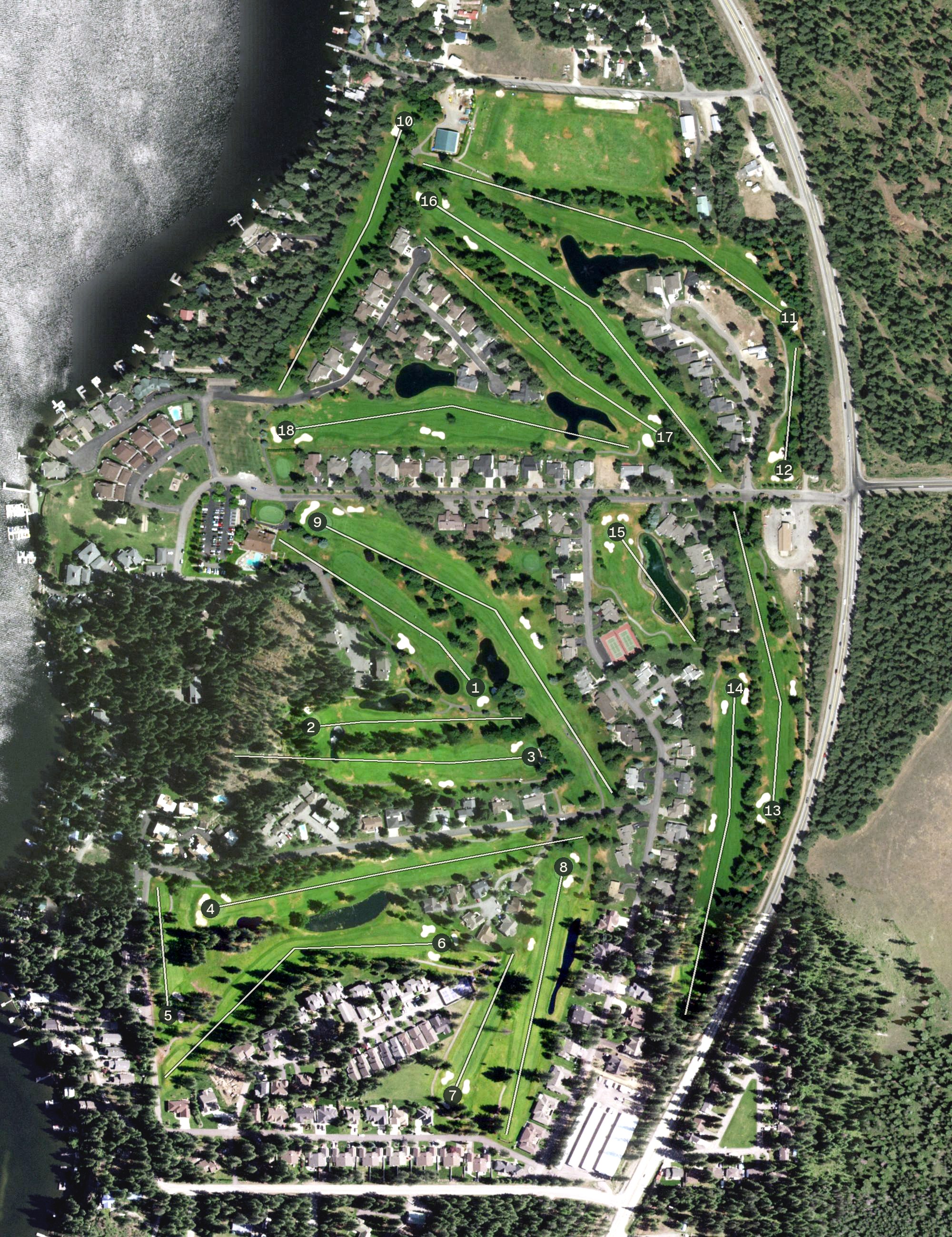 Aerial view of Twin Lakes Village Golf Course, ID