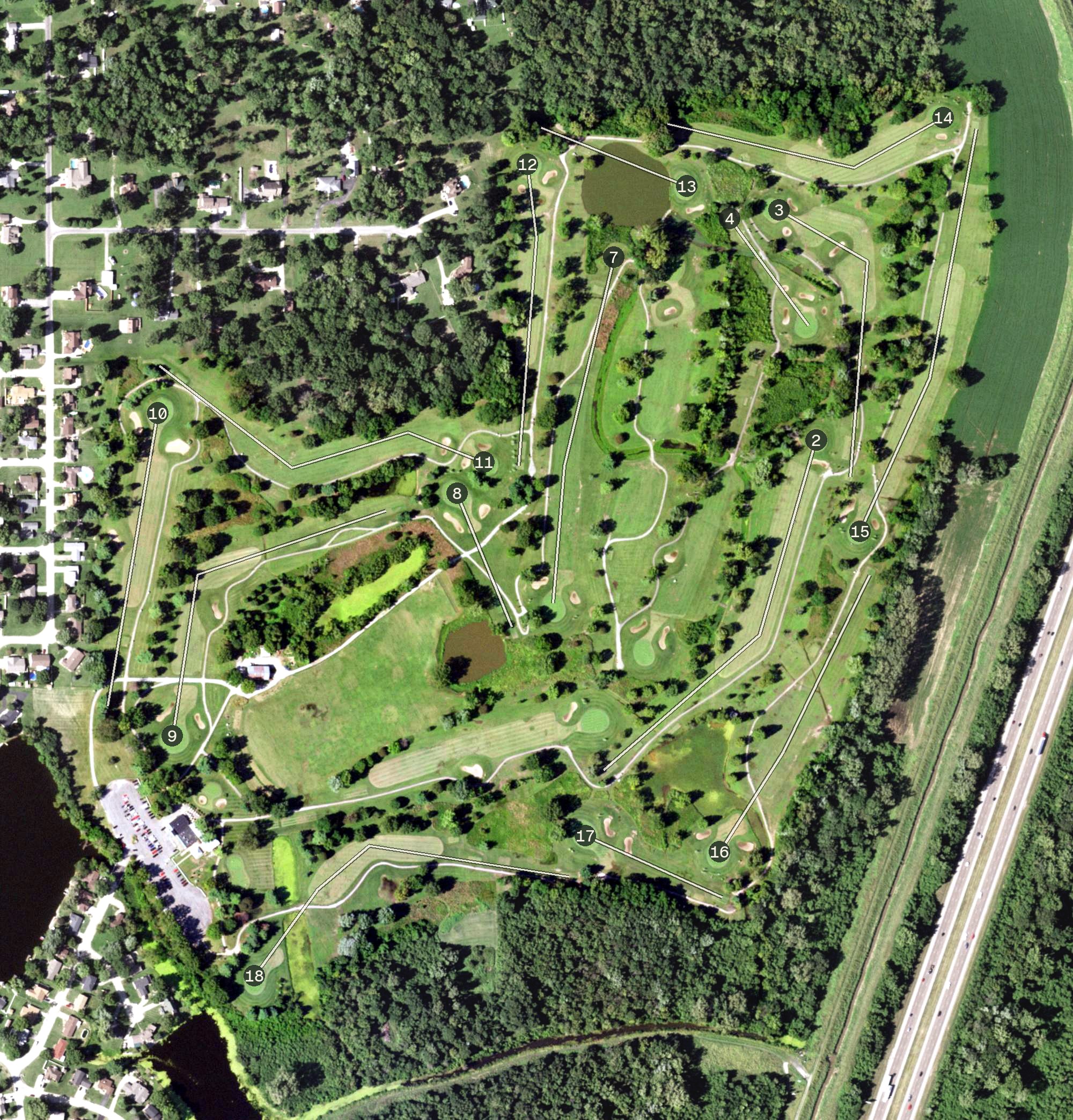 Aerial view of Arlington Greens Golf Course, IL