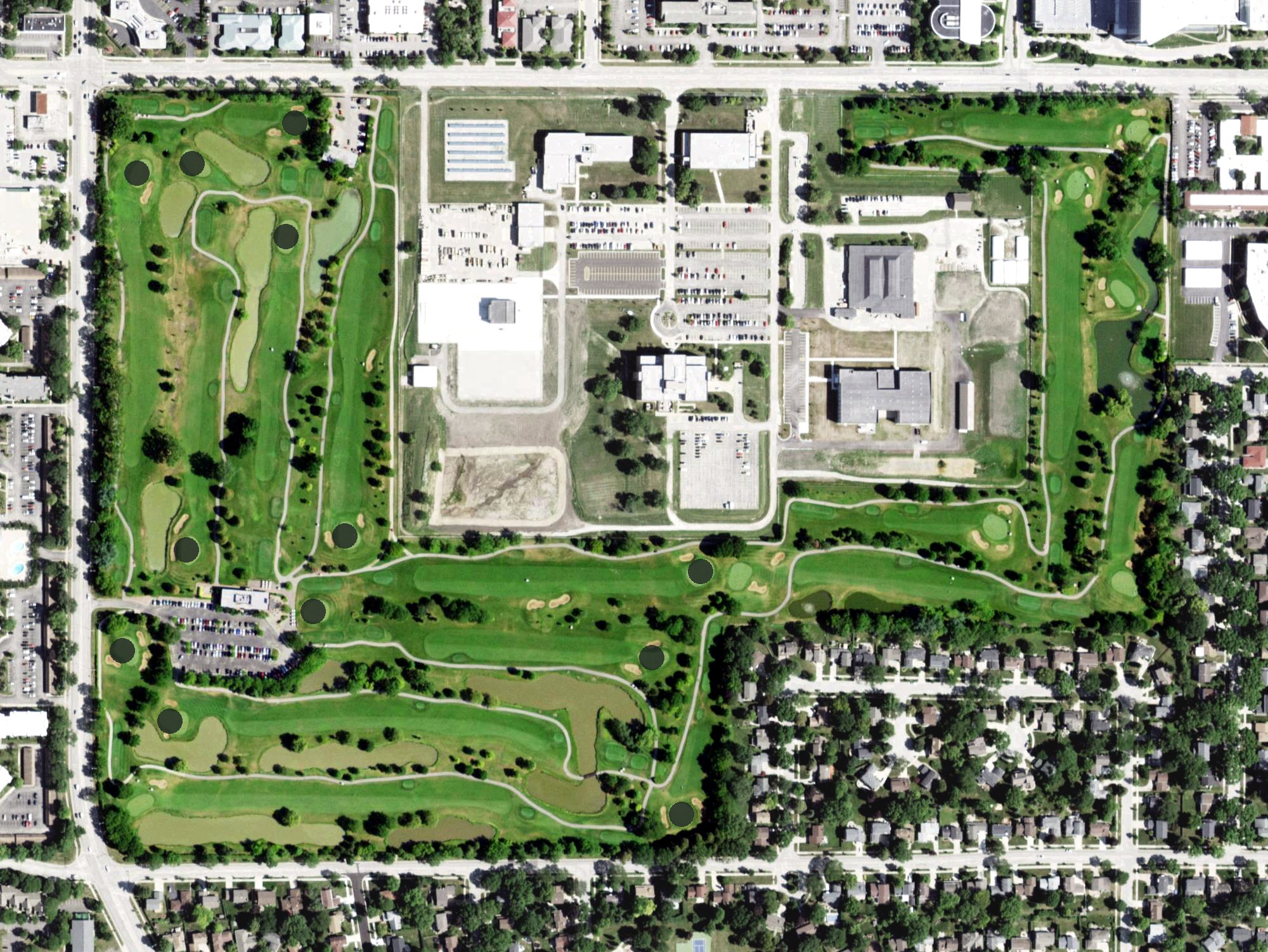 Aerial view of Arlington Lakes Golf Course, IL