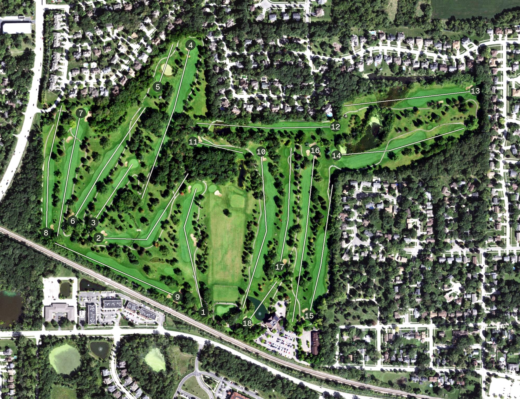 Aerial view of Barlett Hills Golf Club, IL