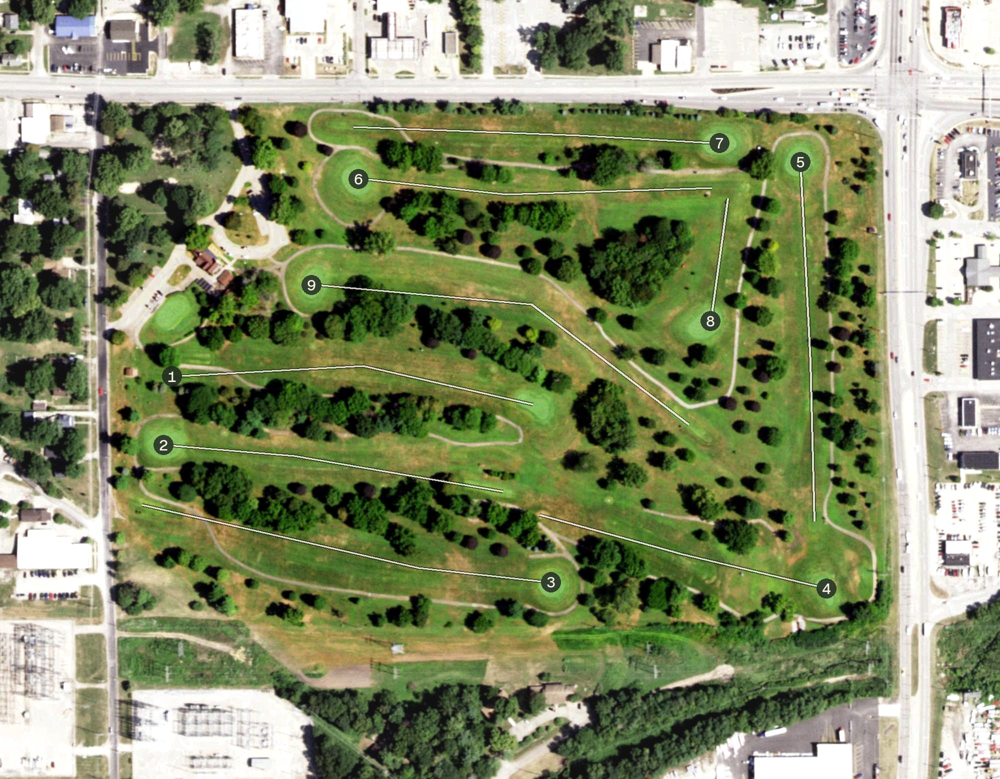 Aerial view of Bergen Golf Course, IL