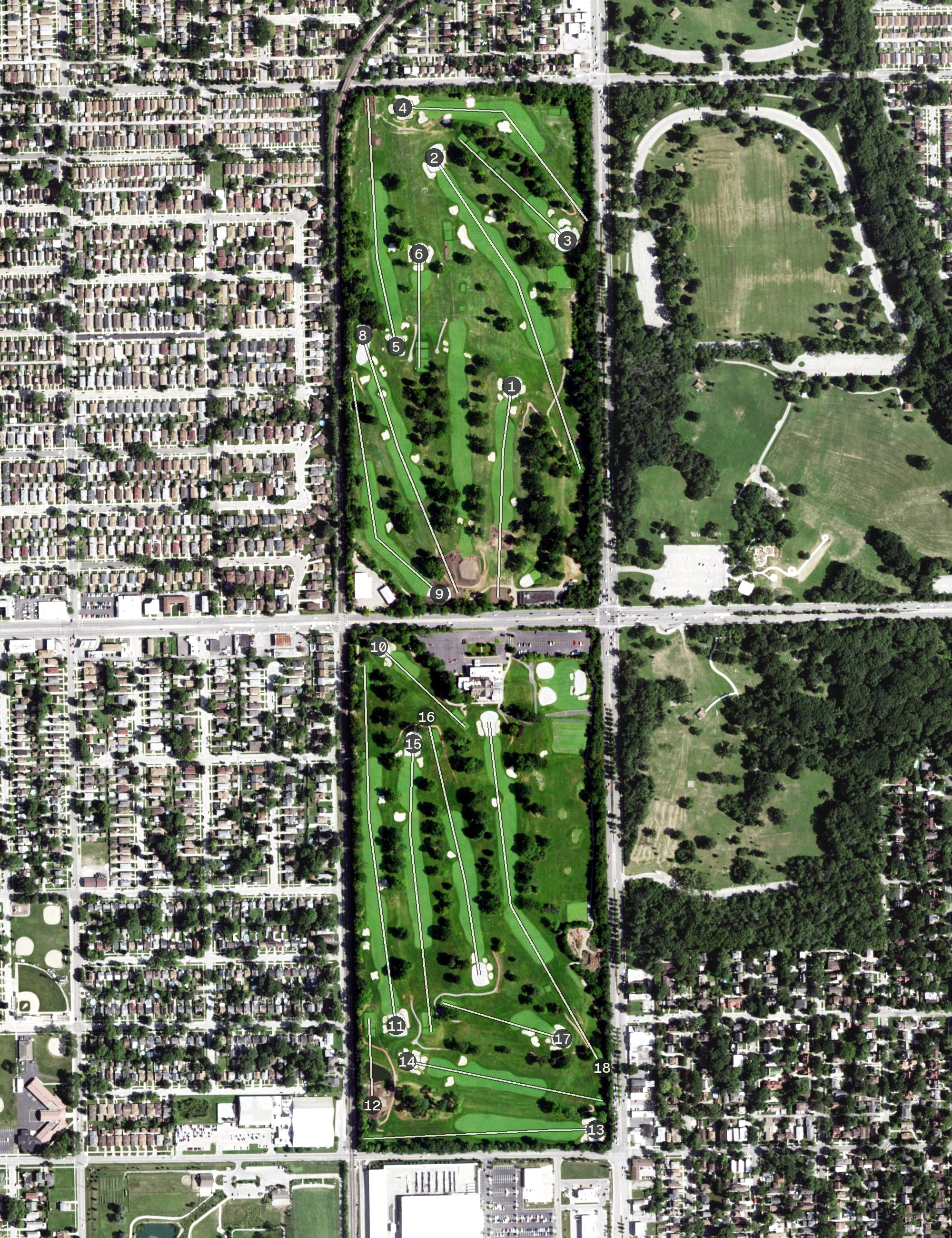 Aerial view of Beverly Country Club, IL