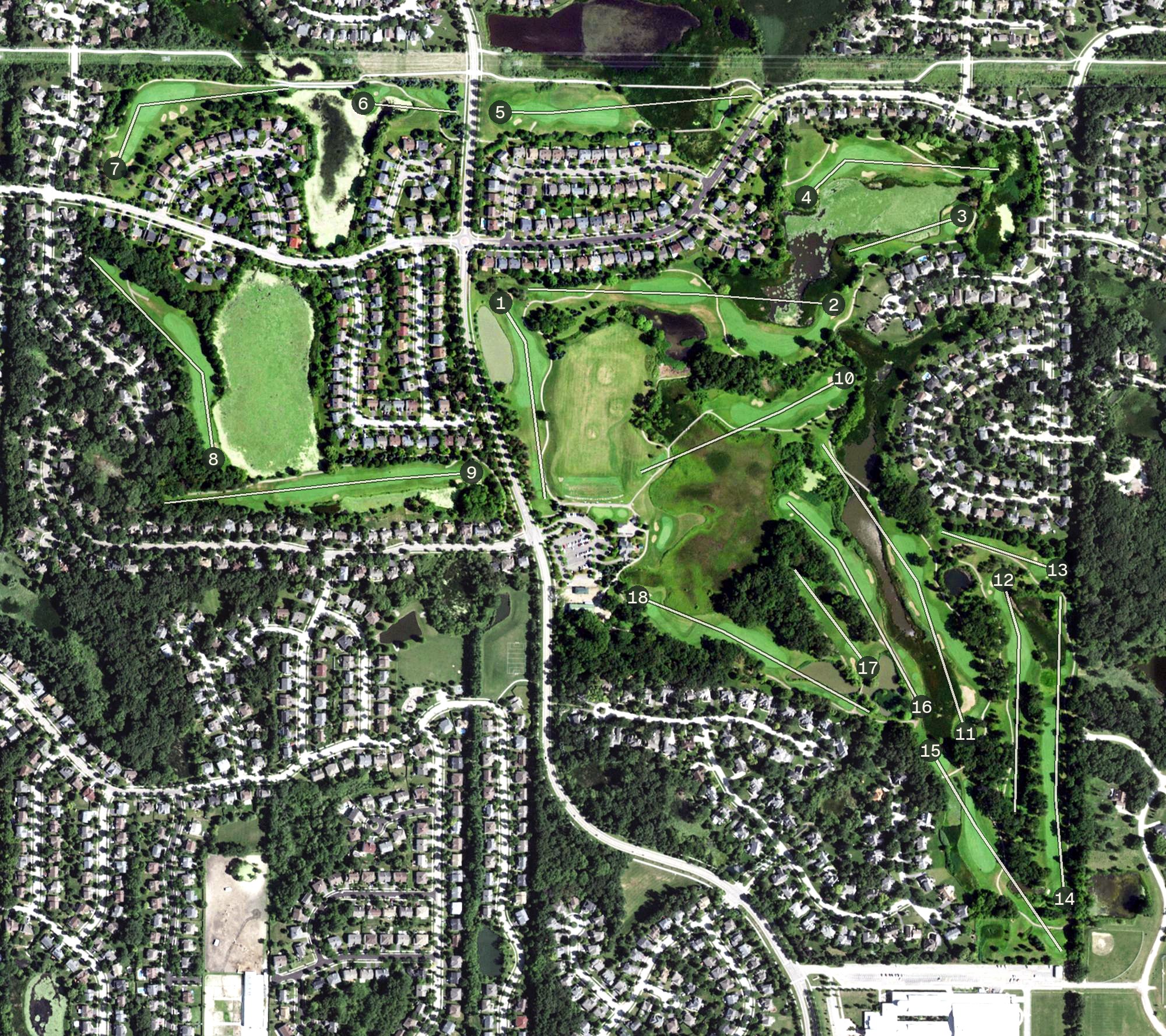 Aerial view of Bittersweet Golf Club, IL