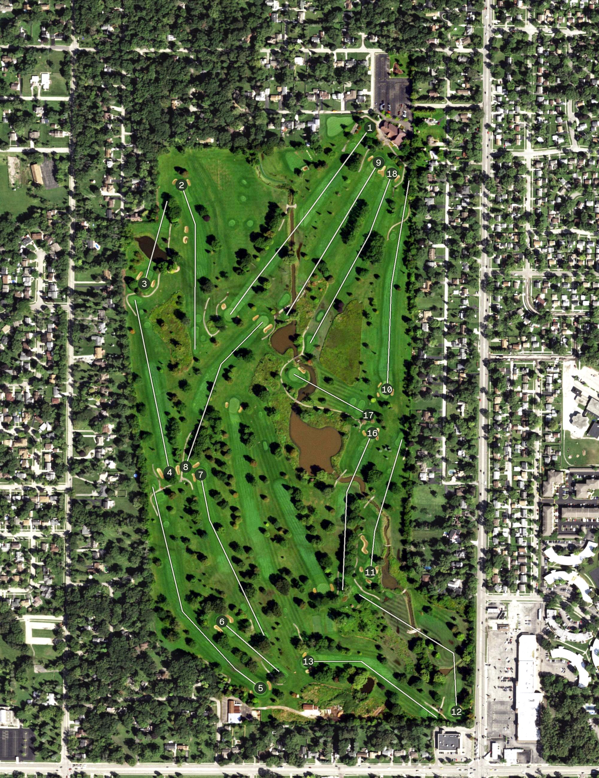 Aerial view of Bonnie Brook Golf Course, IL