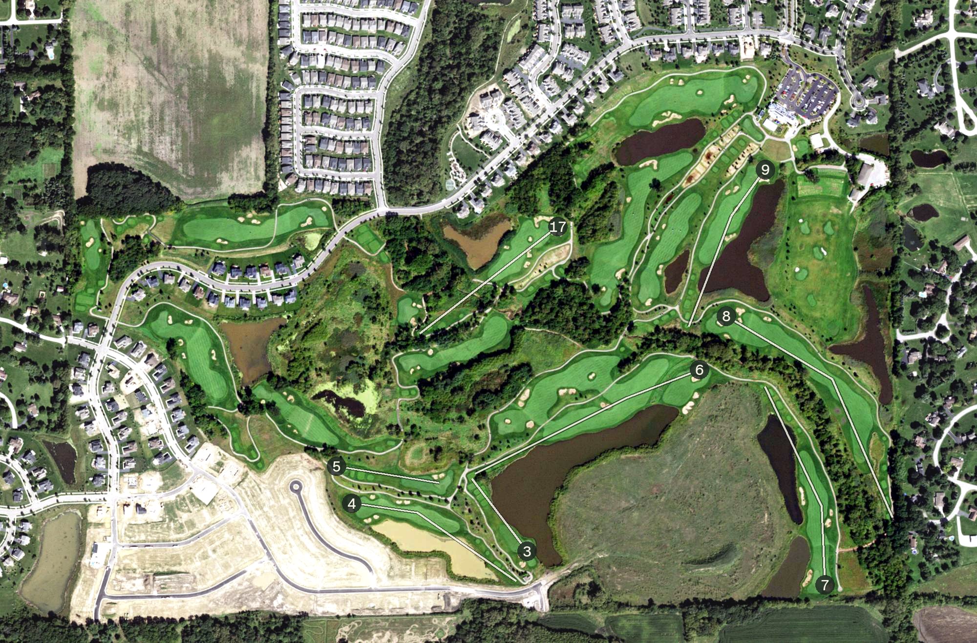 Aerial view of Bowes Creek Country Club, IL