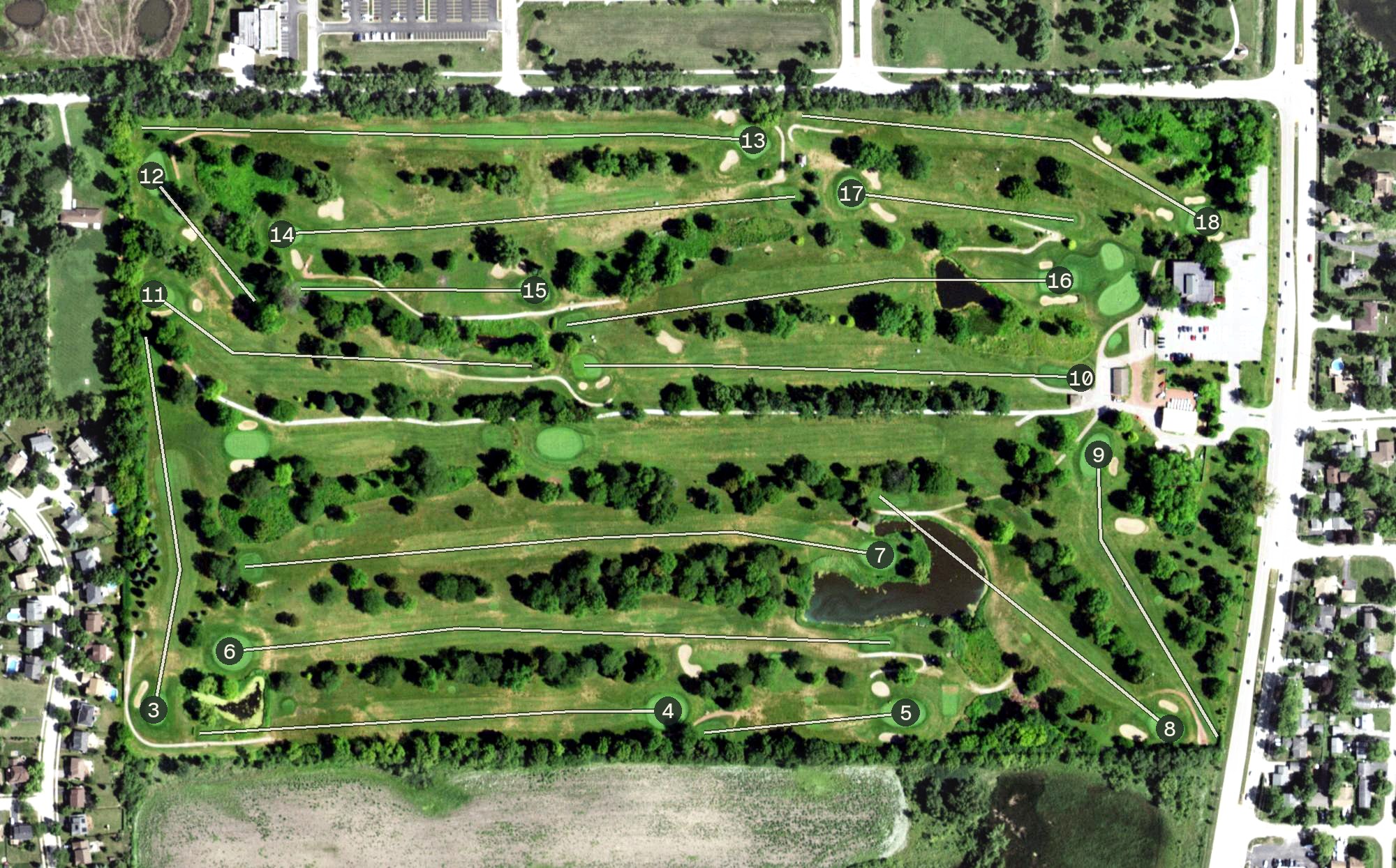 Aerial view of Brae Loch Golf Course, IL