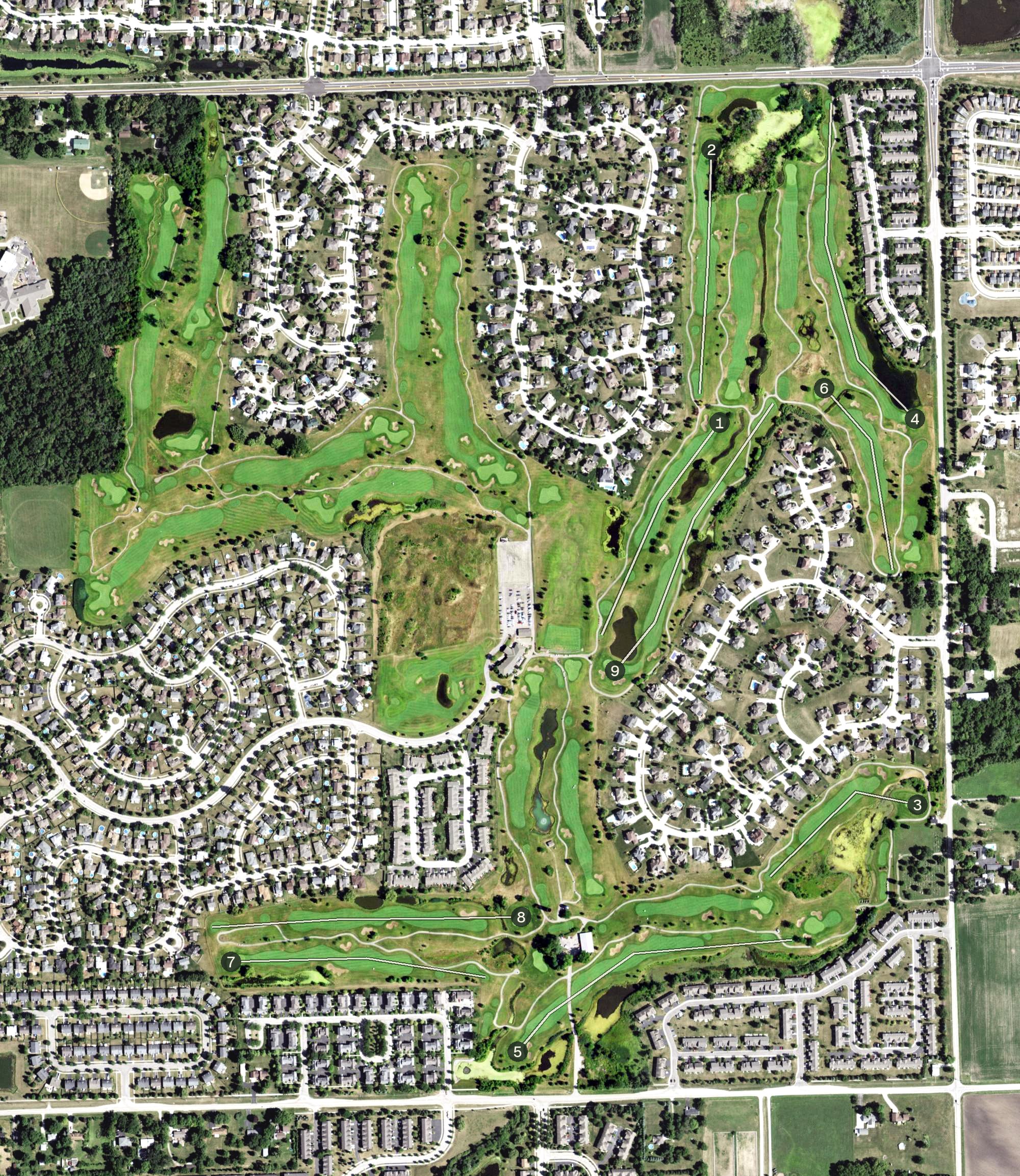 Aerial view of Broken Arrow Golf Club, IL