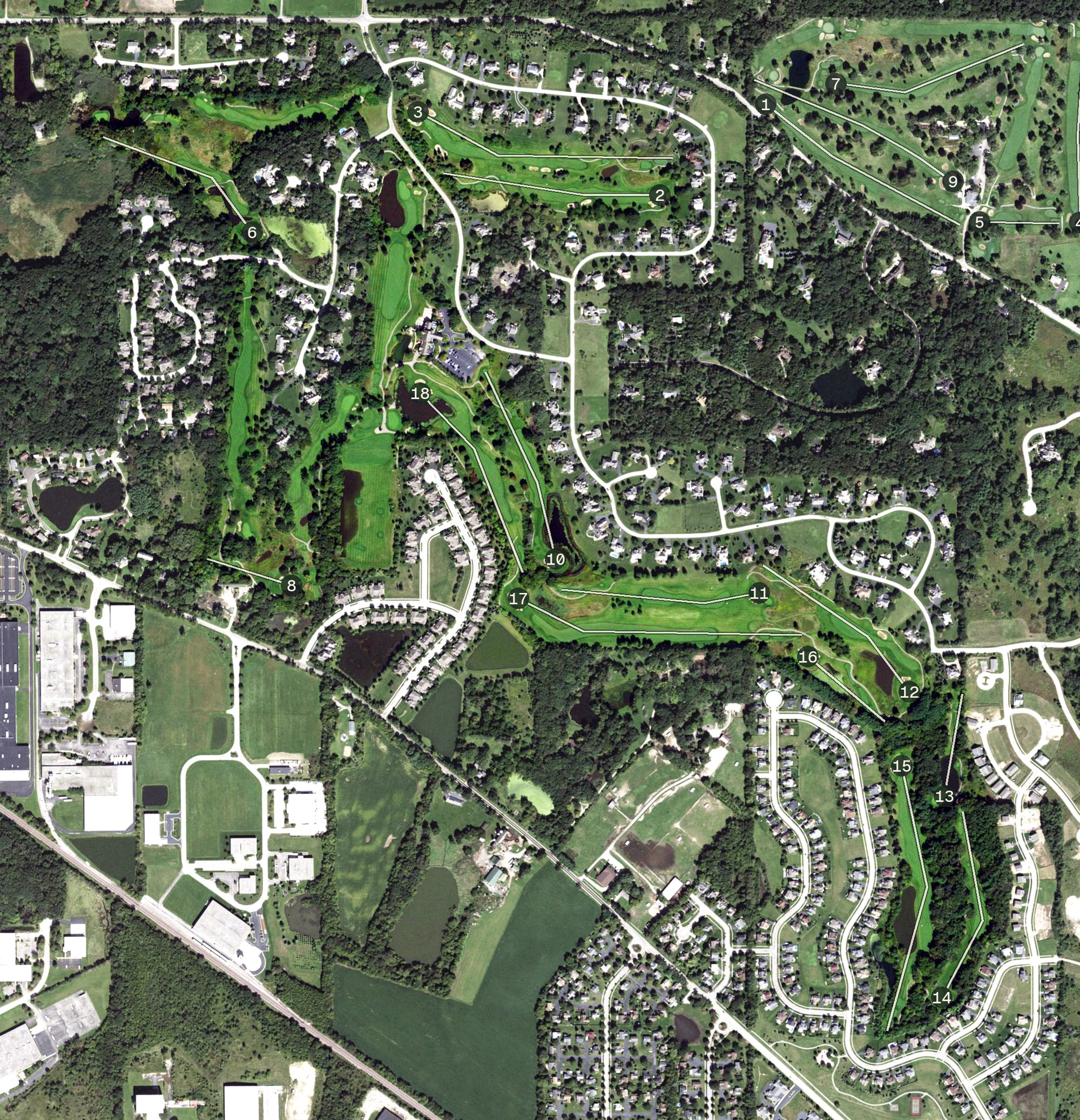 Aerial view of Bull Valley Golf Club, IL