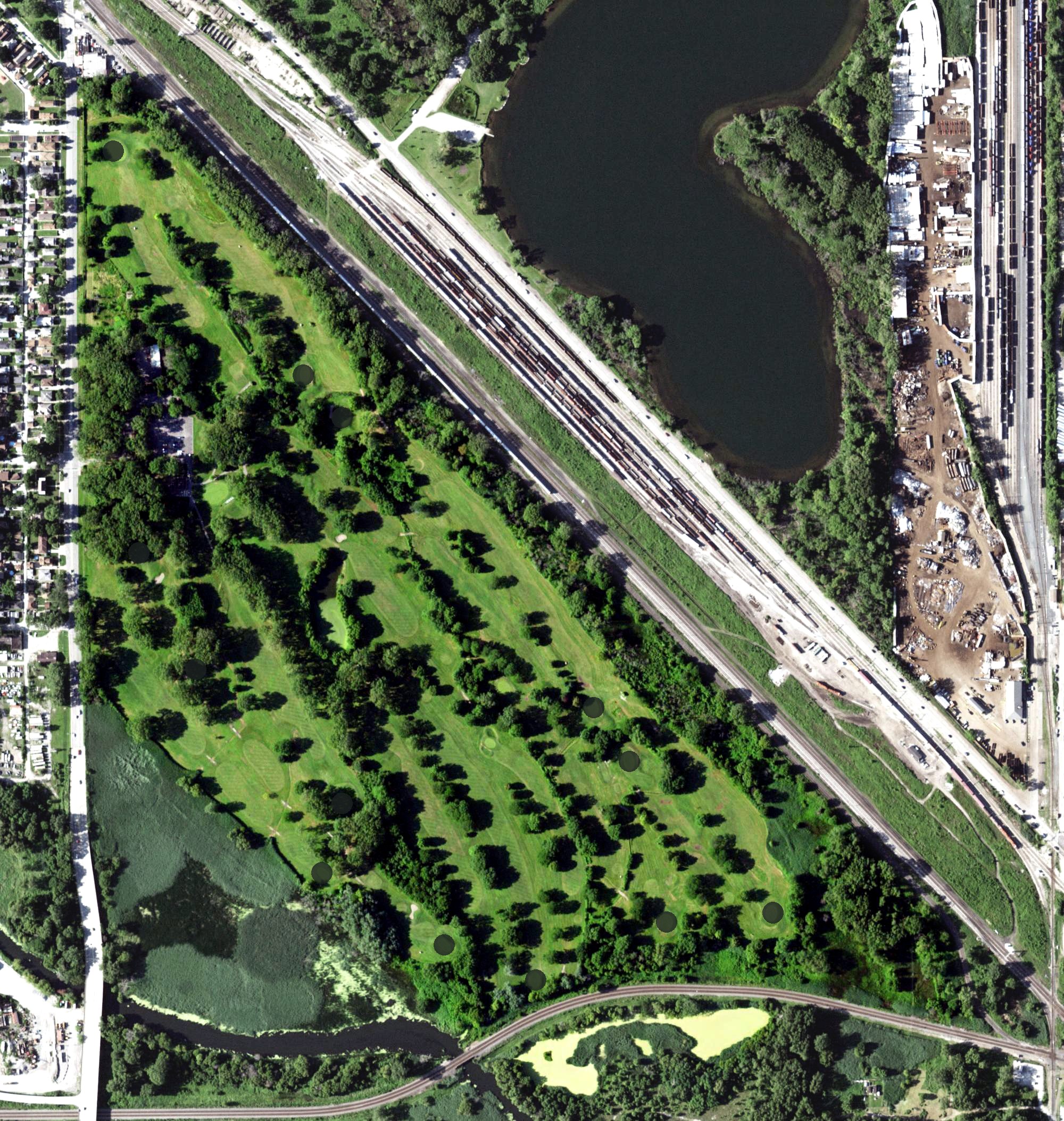 Aerial view of Burnham Woods Golf Course, IL