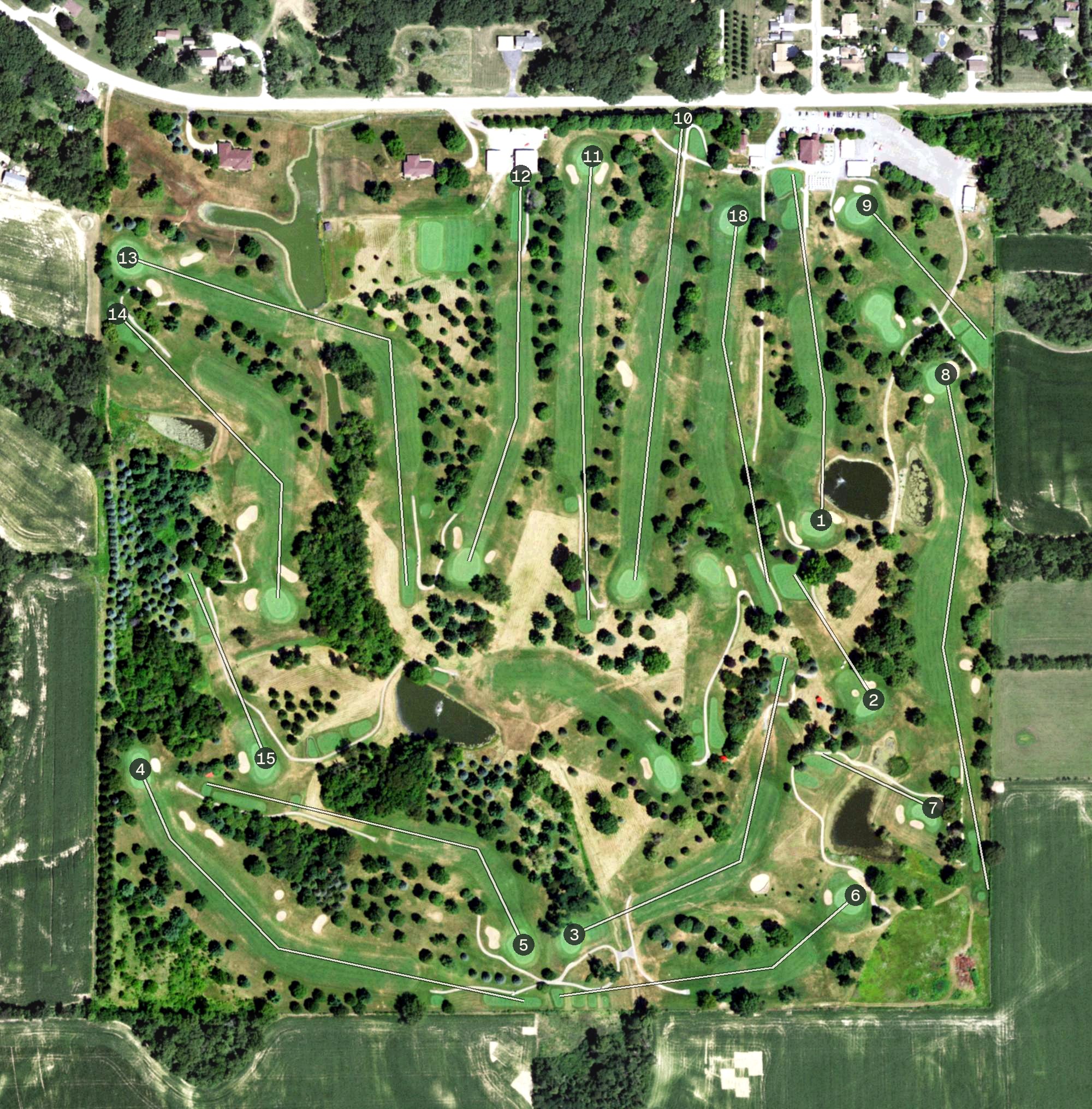 Aerial view of Byron Hills Golf Course, IL