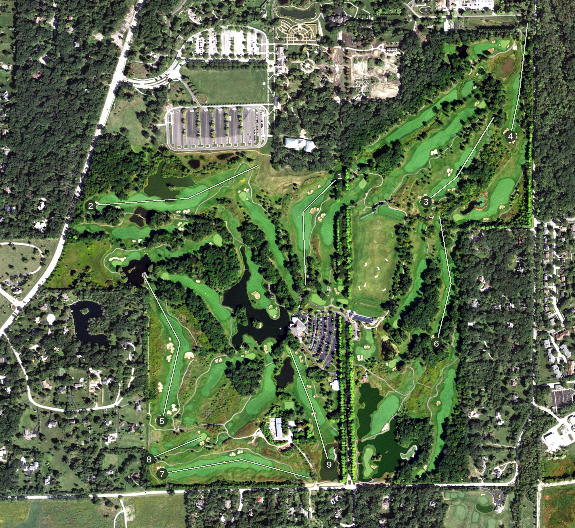 Aerial view of Cantigny Golf, IL