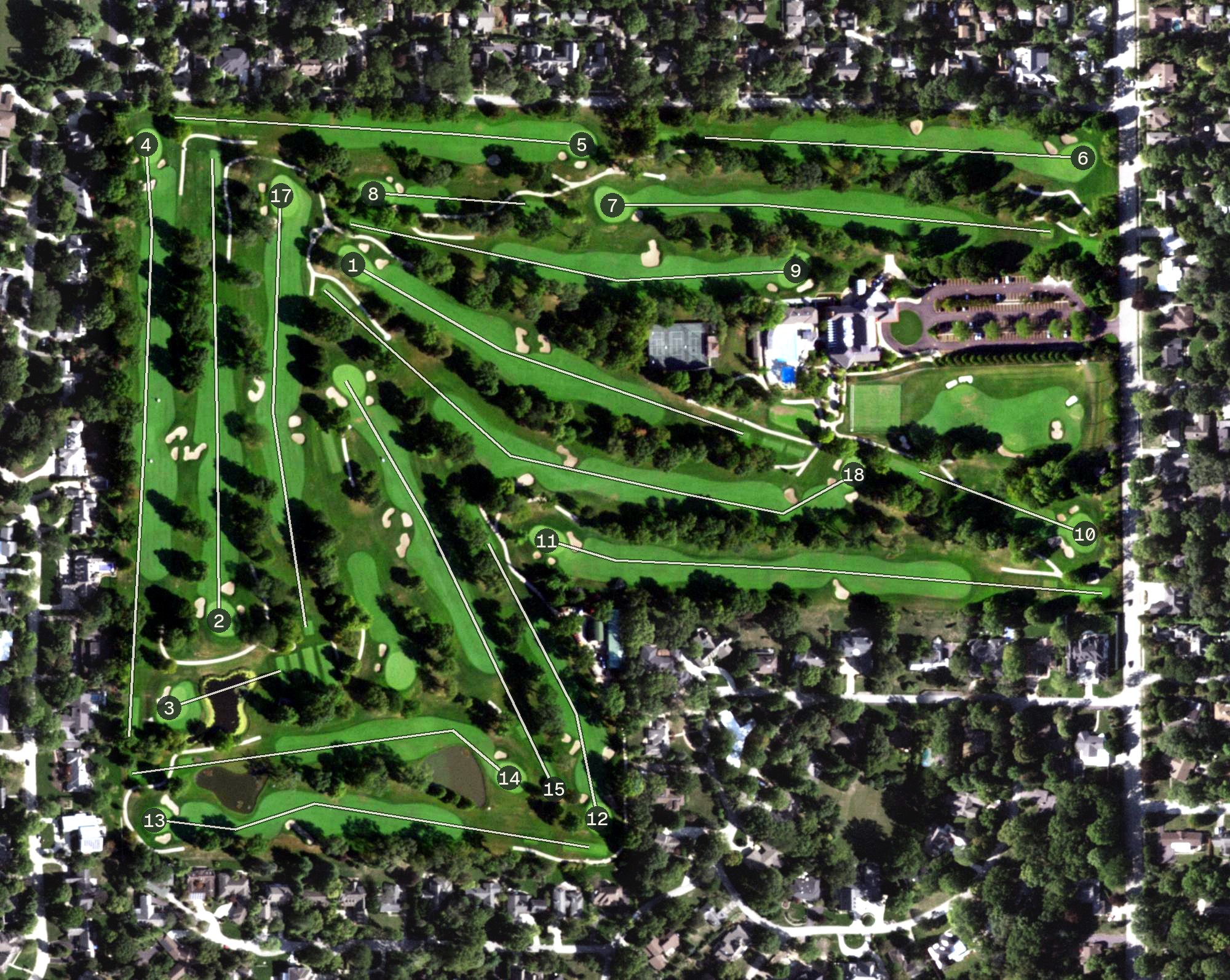 Aerial view of Champaign Country Club, IL