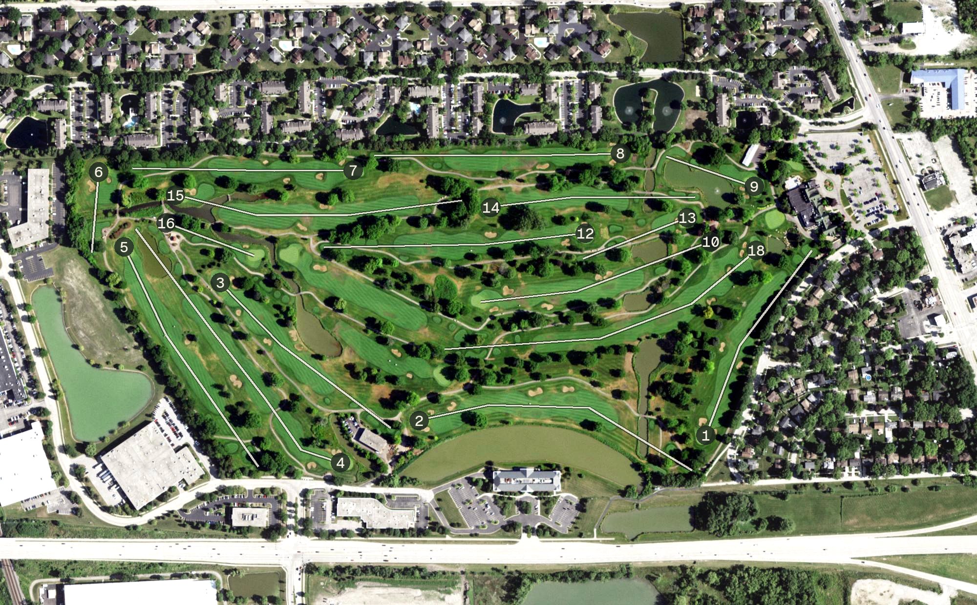 Aerial view of Chevy Chase Golf Club, IL