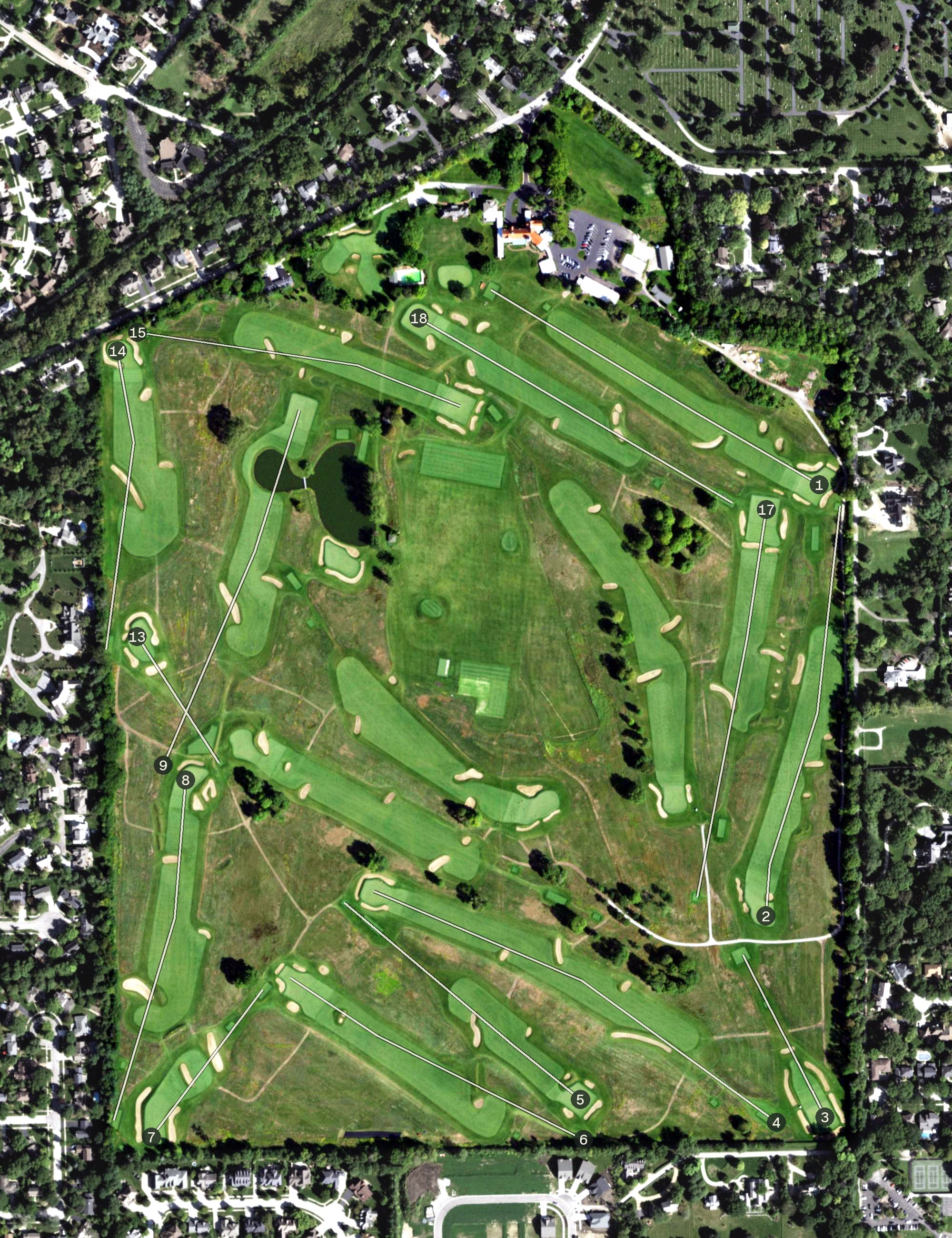 Aerial view of Chicago Golf Club, IL