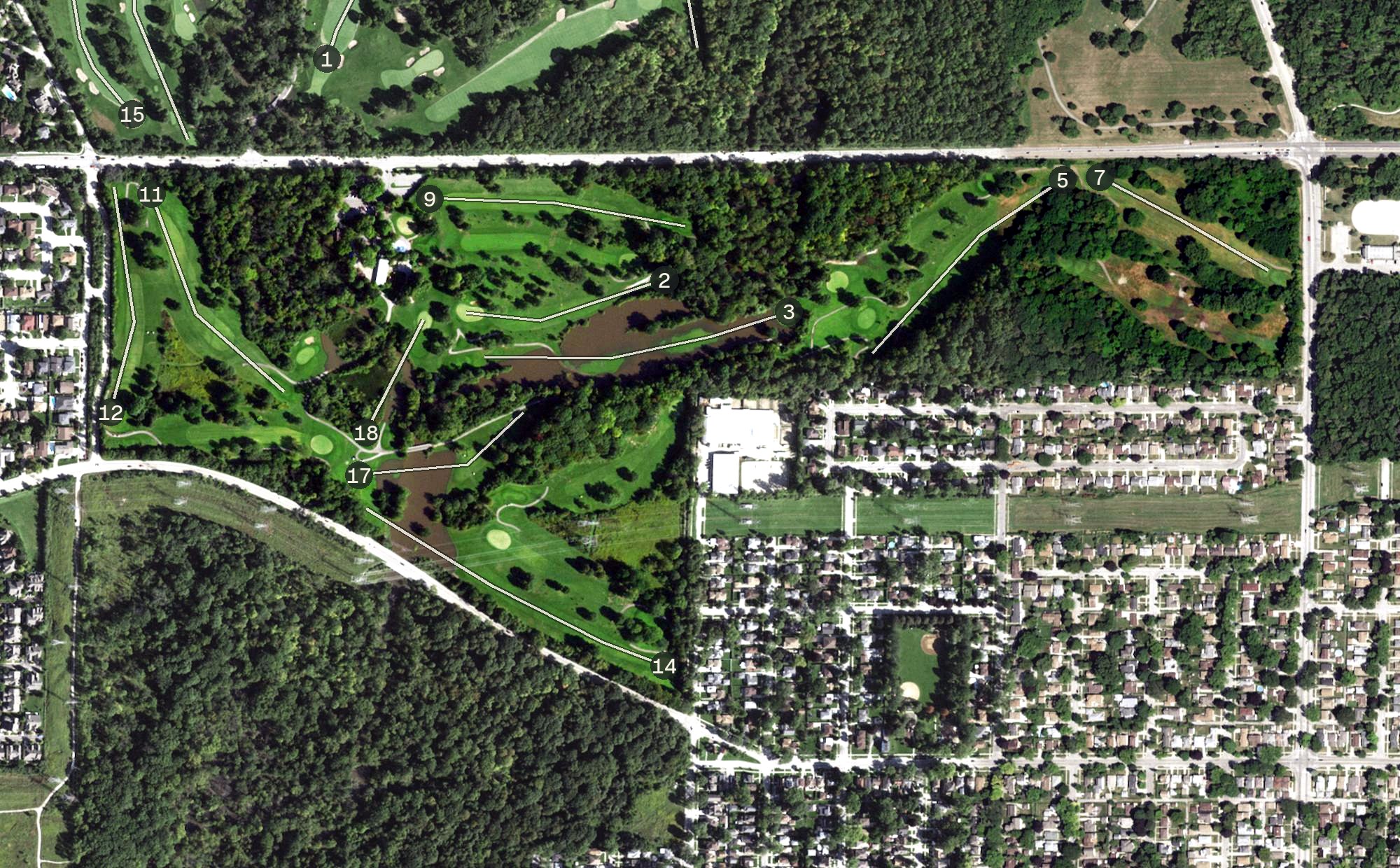 Aerial view of Chick Evans Golf Course, IL