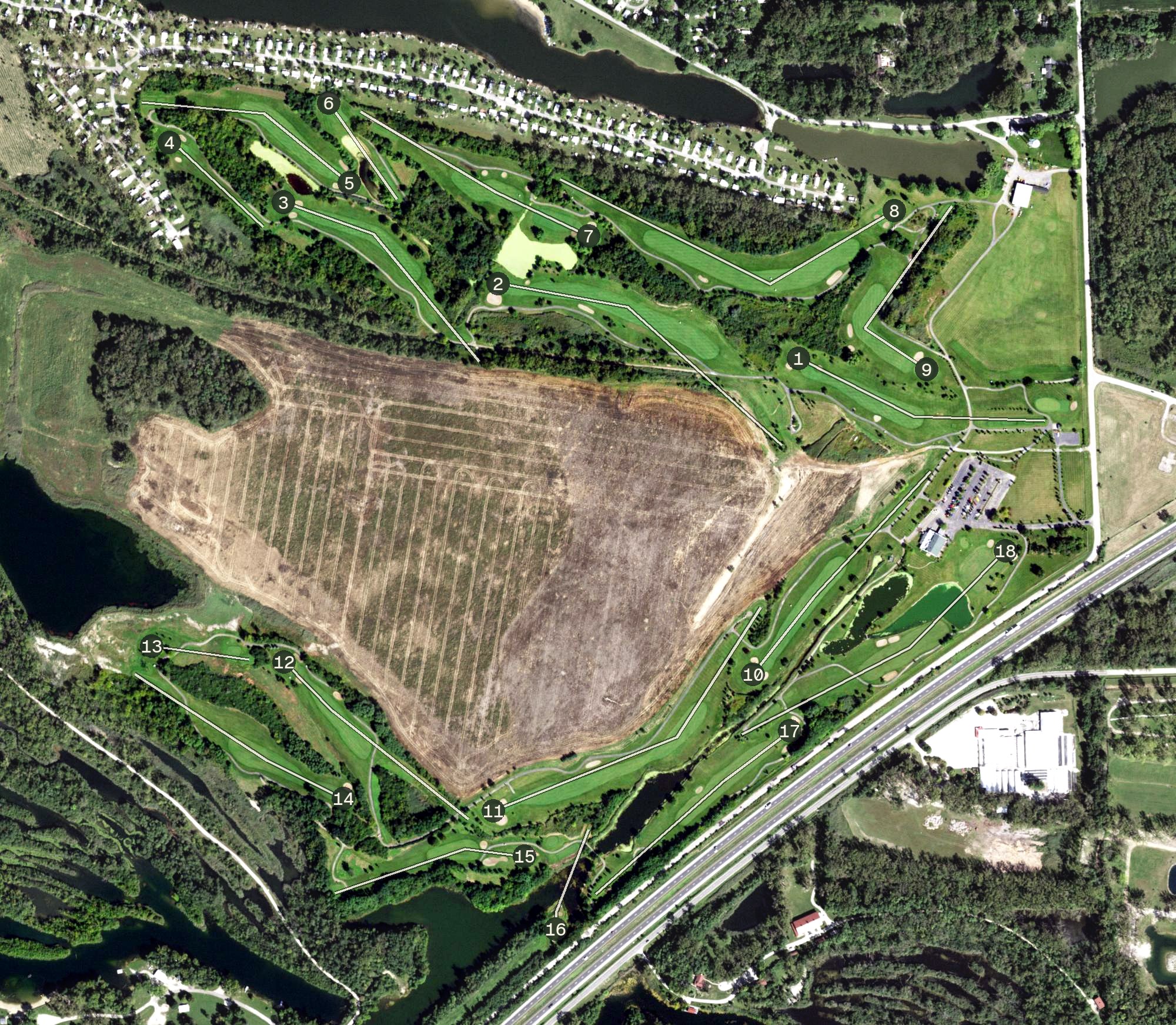 Aerial view of Cinder Ridge Golf Course, IL