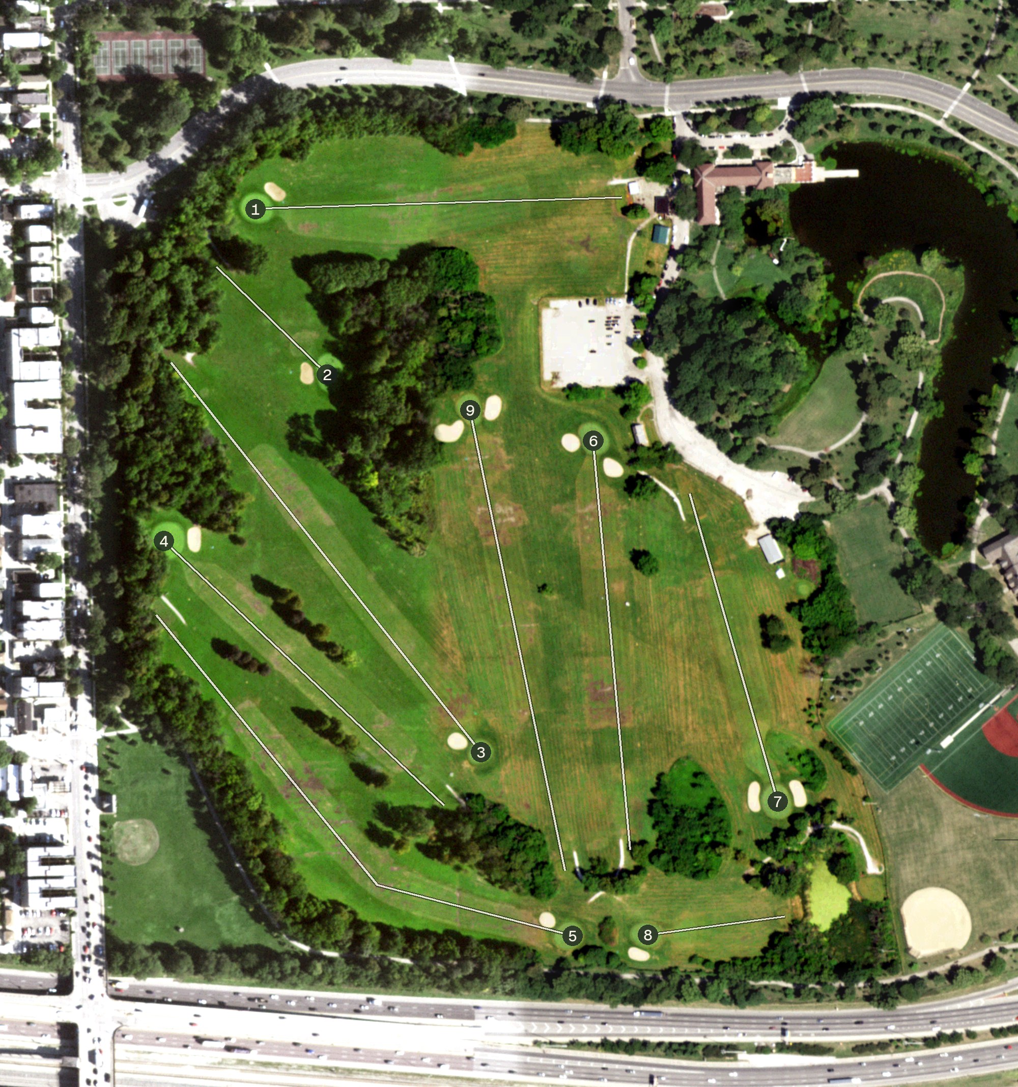 Aerial view of Columbus Park Golf Course, IL