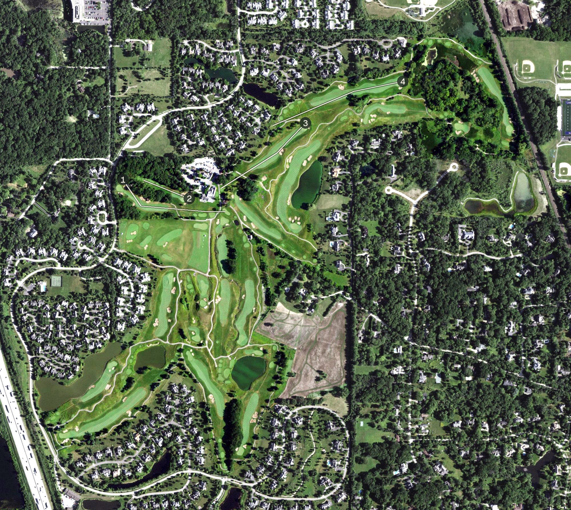Aerial view of Conway Farms Golf Club, IL