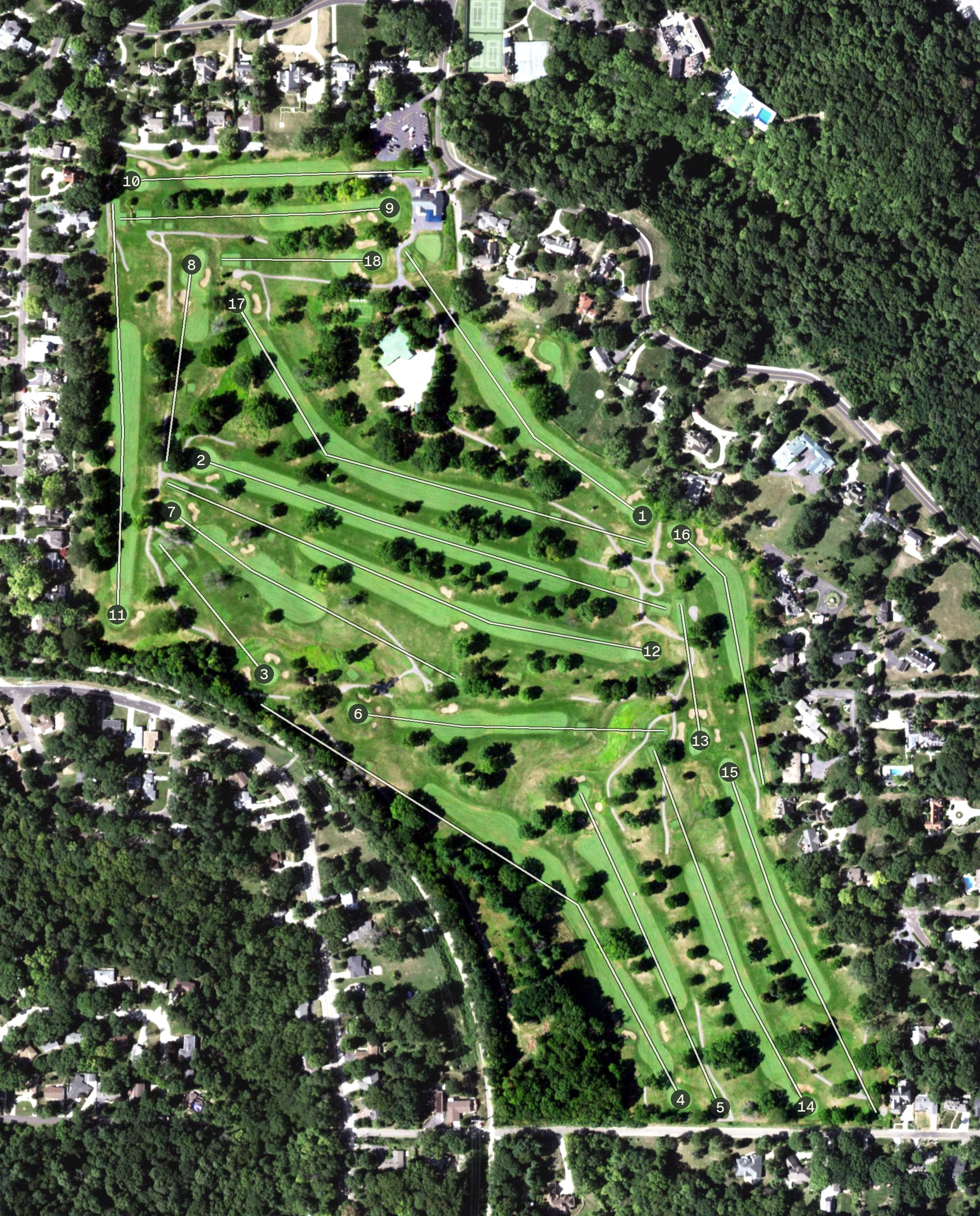 Aerial view of Country Club of Peoria Golf Course, IL