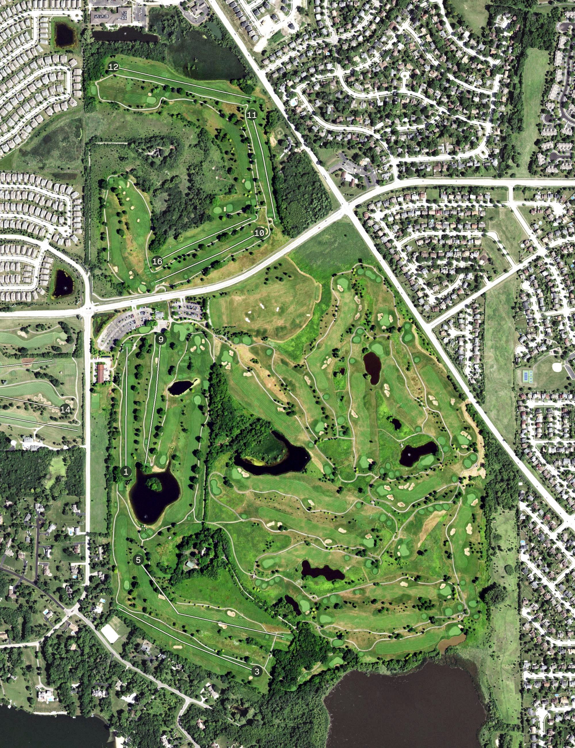Aerial view of Countryside Golf Club, IL