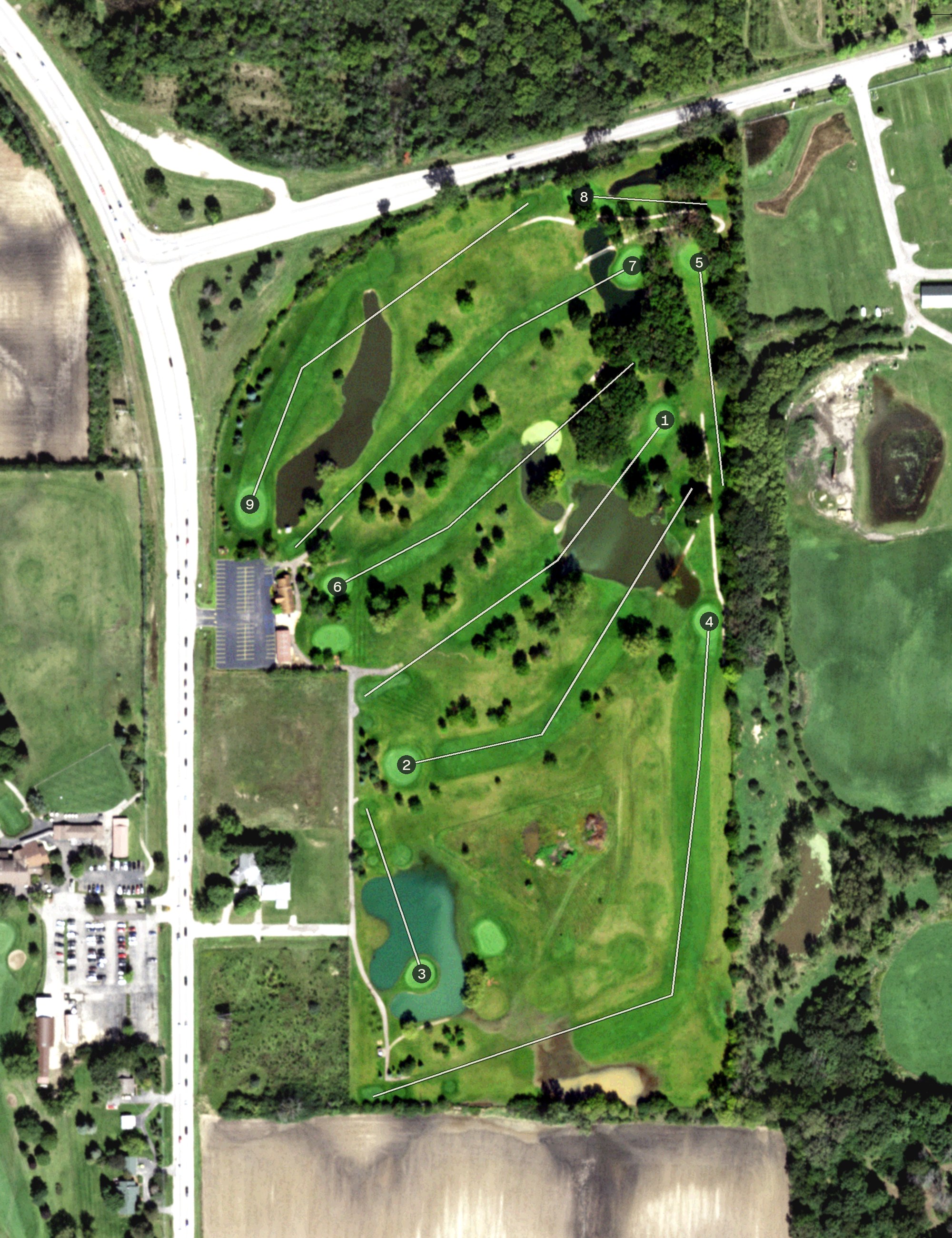 Aerial view of Craig Woods Golf Club, IL