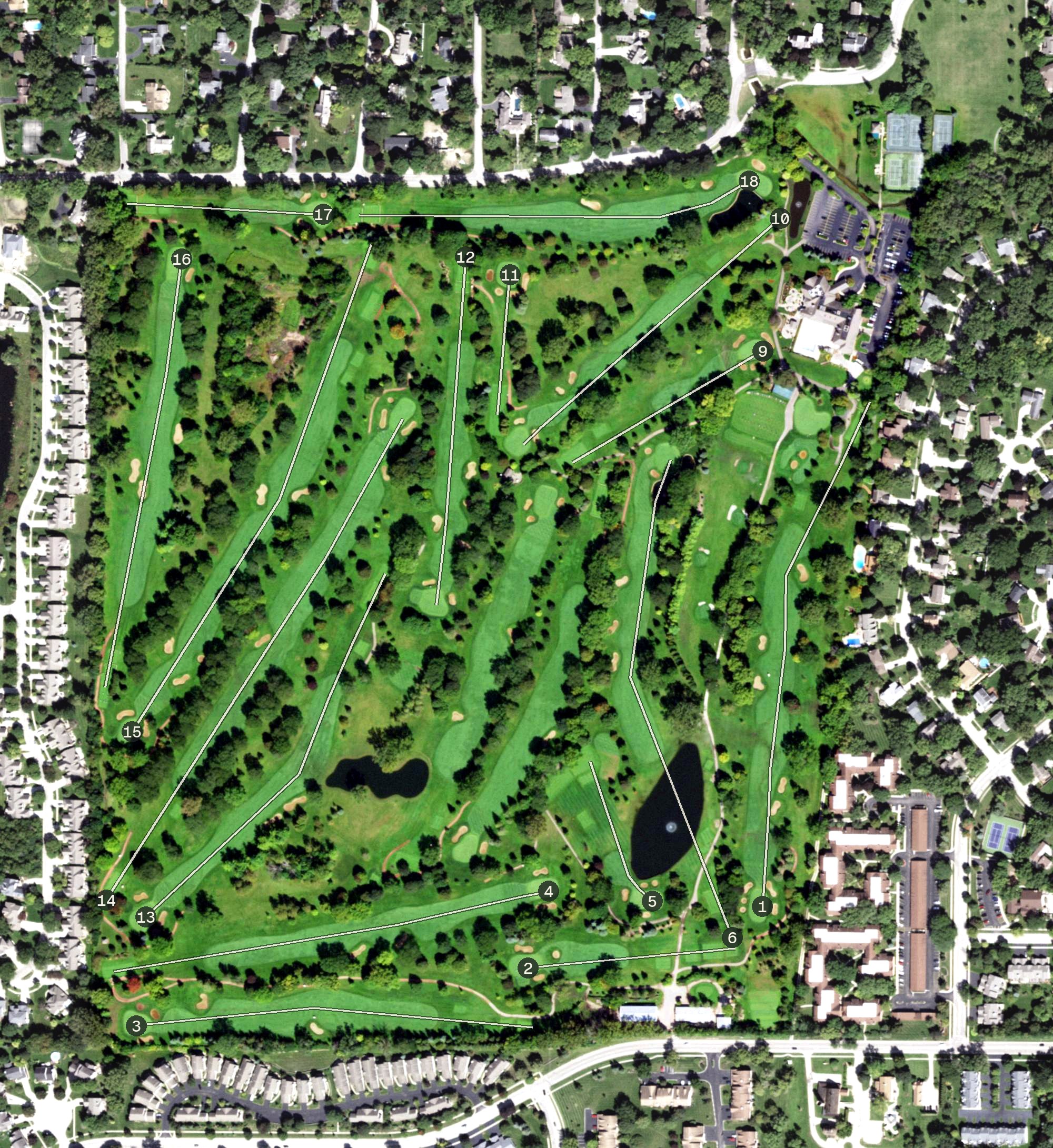 Aerial view of Crystal Lake Country Club, IL