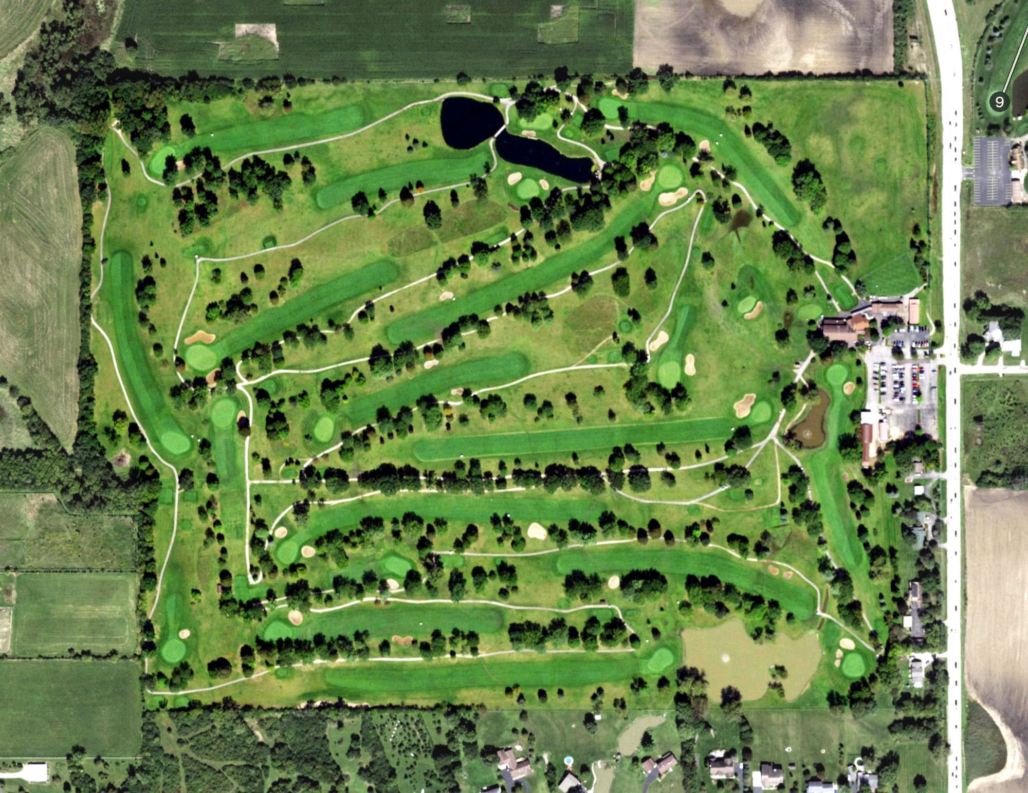 Aerial view of Crystal Woods Golf Club, IL