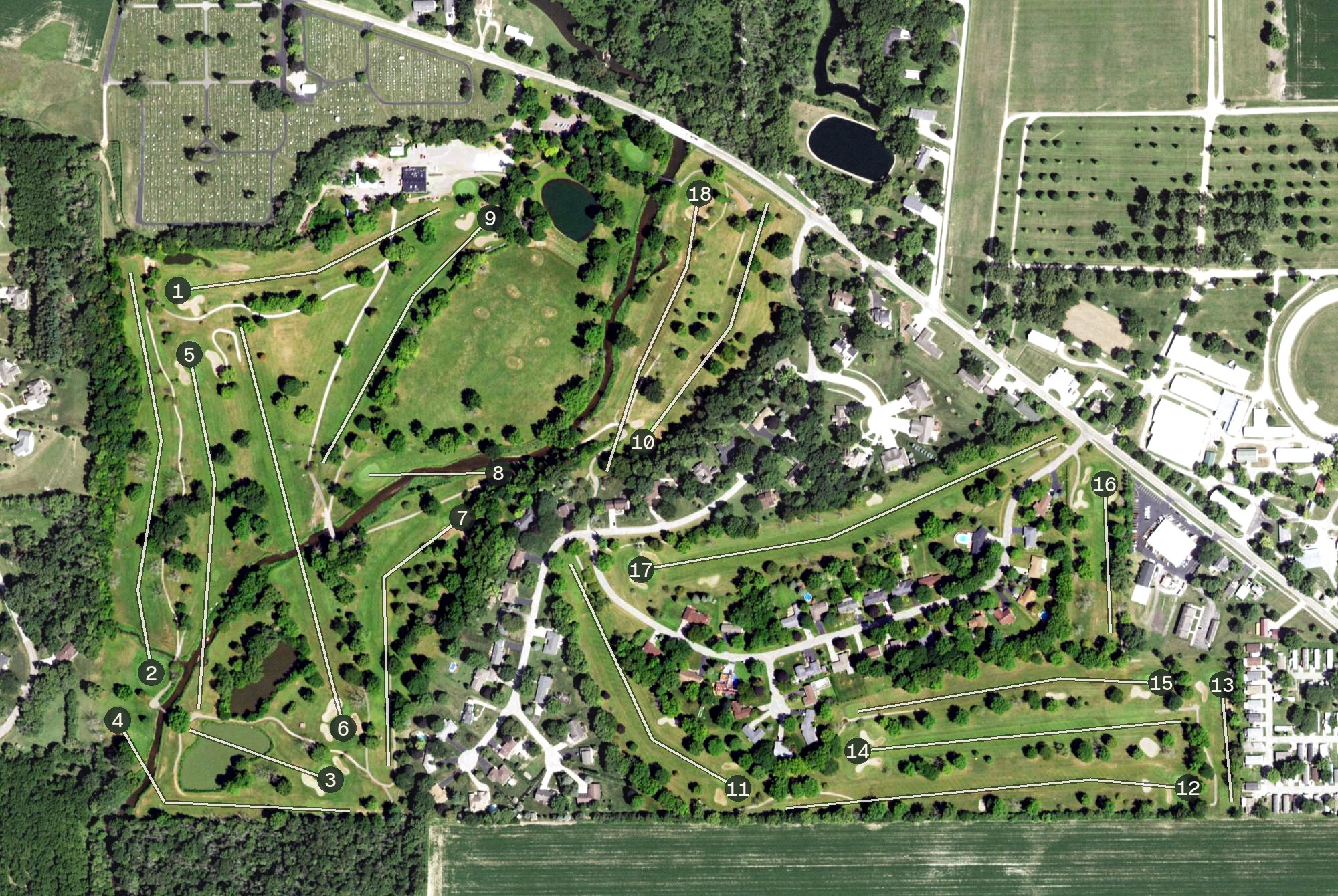 Aerial view of Edgebrook Country Club, IL